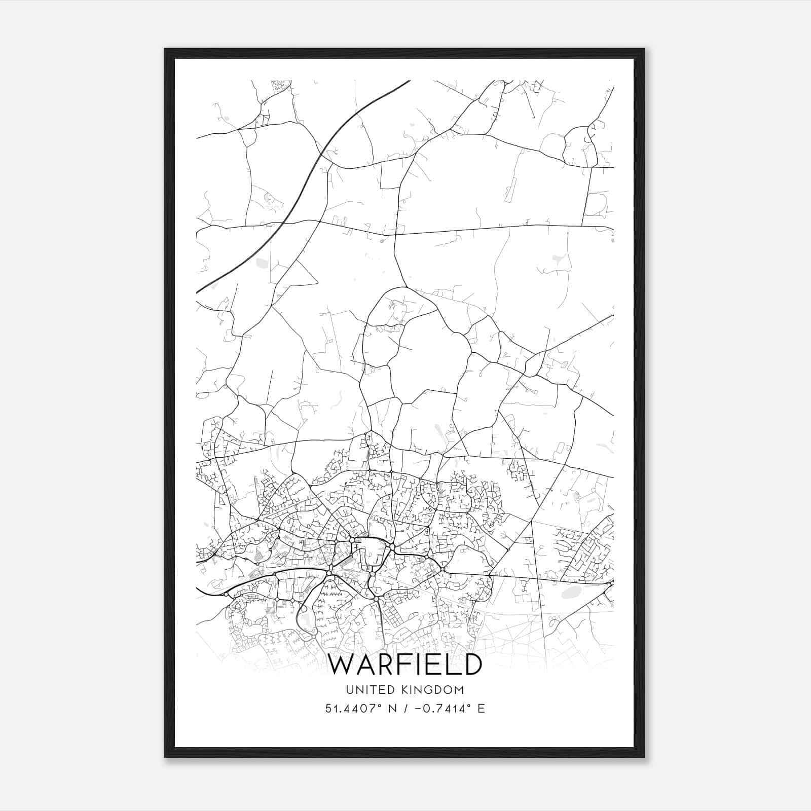 Warfield United Kingdom Map Poster, Modern Home Decor Wall Art Print