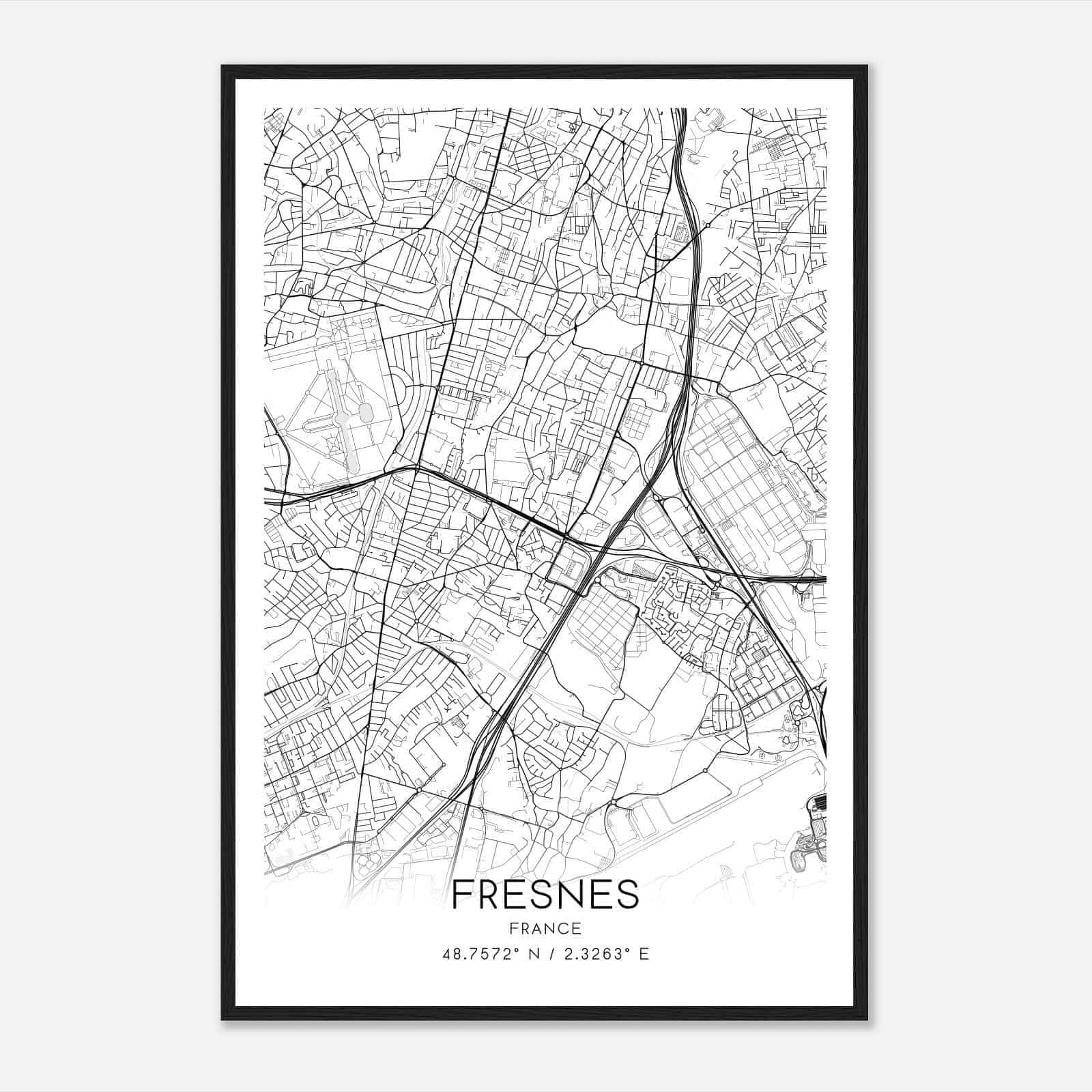 Fresnes France Map Poster, Modern Home Decor Wall Art Print Fresnes France Map Poster, Modern Home Decor Wall Art Print