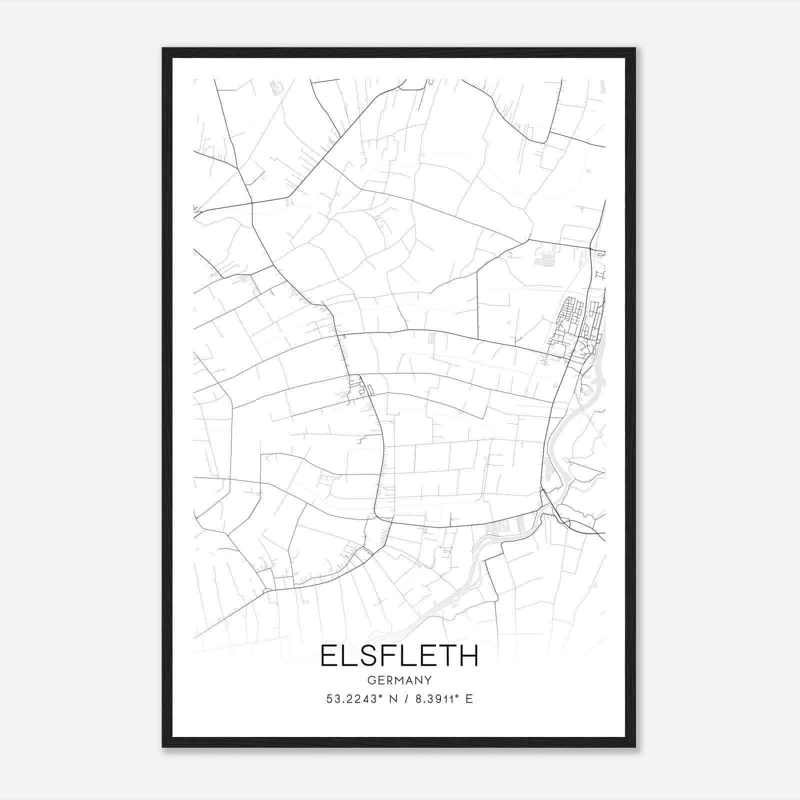 Elsfleth Germany Map Poster, Modern Home Decor Wall Art Print