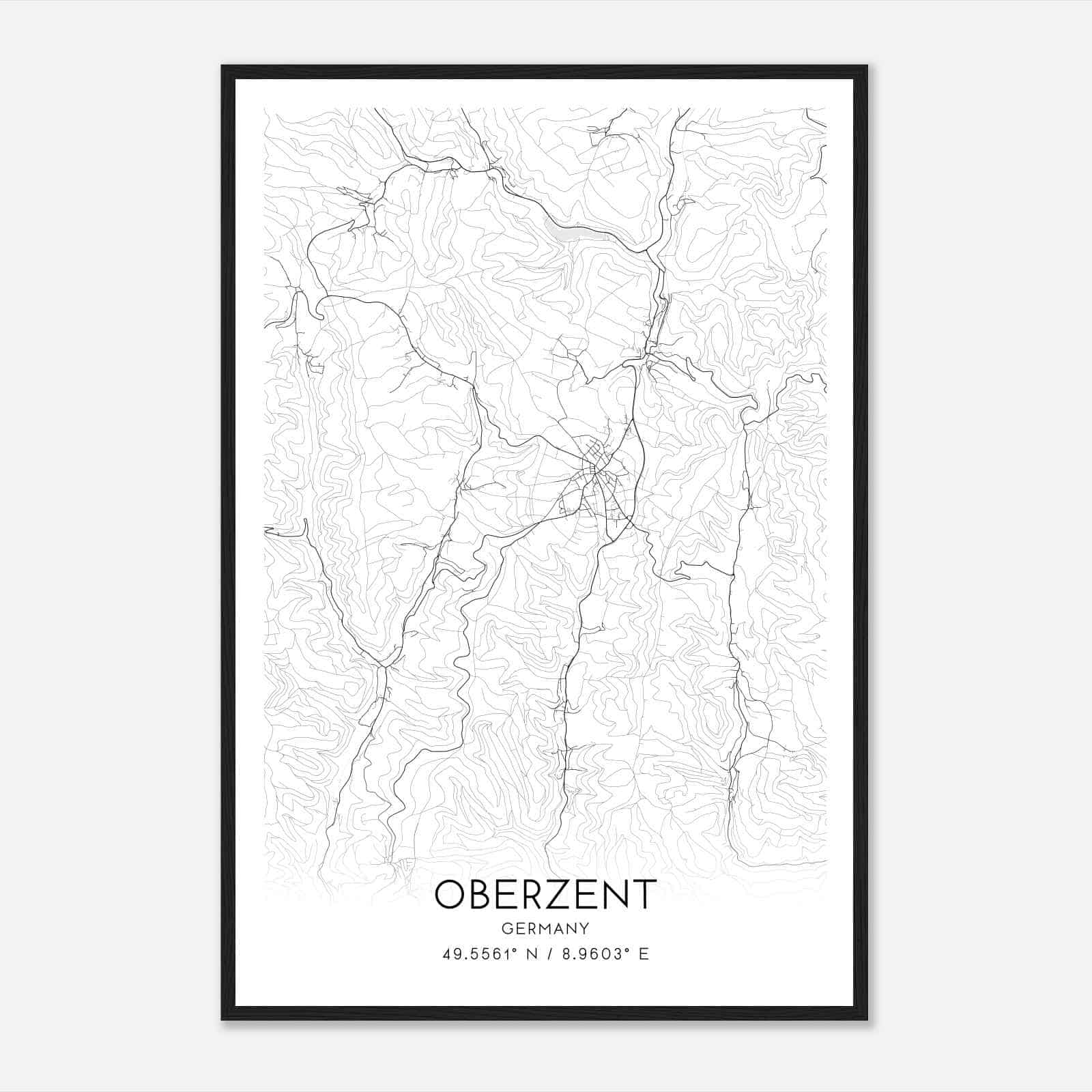 Beerfelden Germany Map Poster, Modern Home Decor Wall Art Print