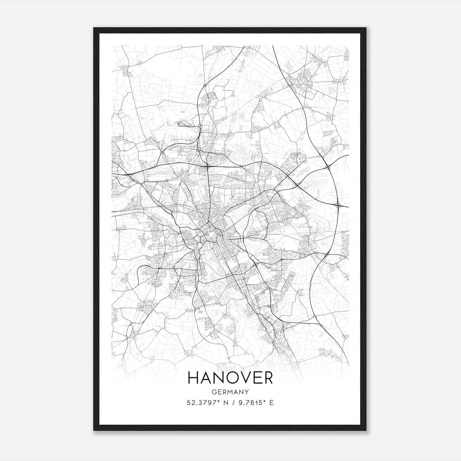 Hannover Germany Map Poster, Modern Home Decor Wall Art Print