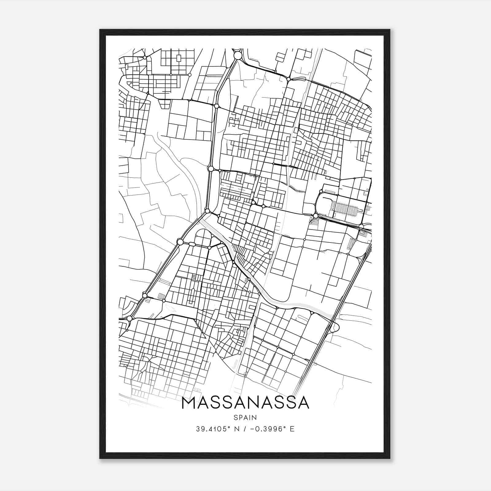 Masanasa Spain Map Poster, Modern Home Decor Wall Art Print