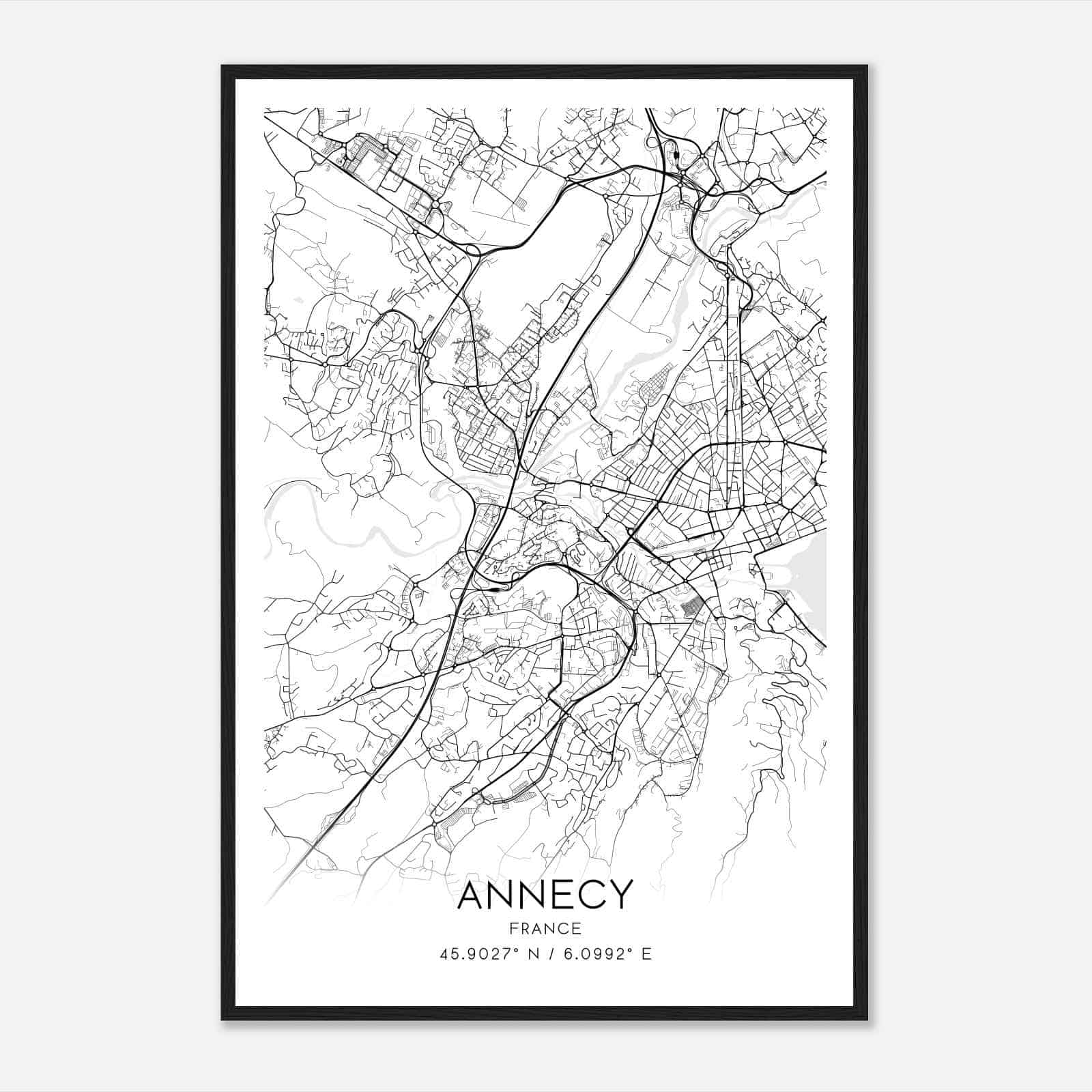 Cran-Gevrier France Map Poster, Modern Home Decor Wall Art Print