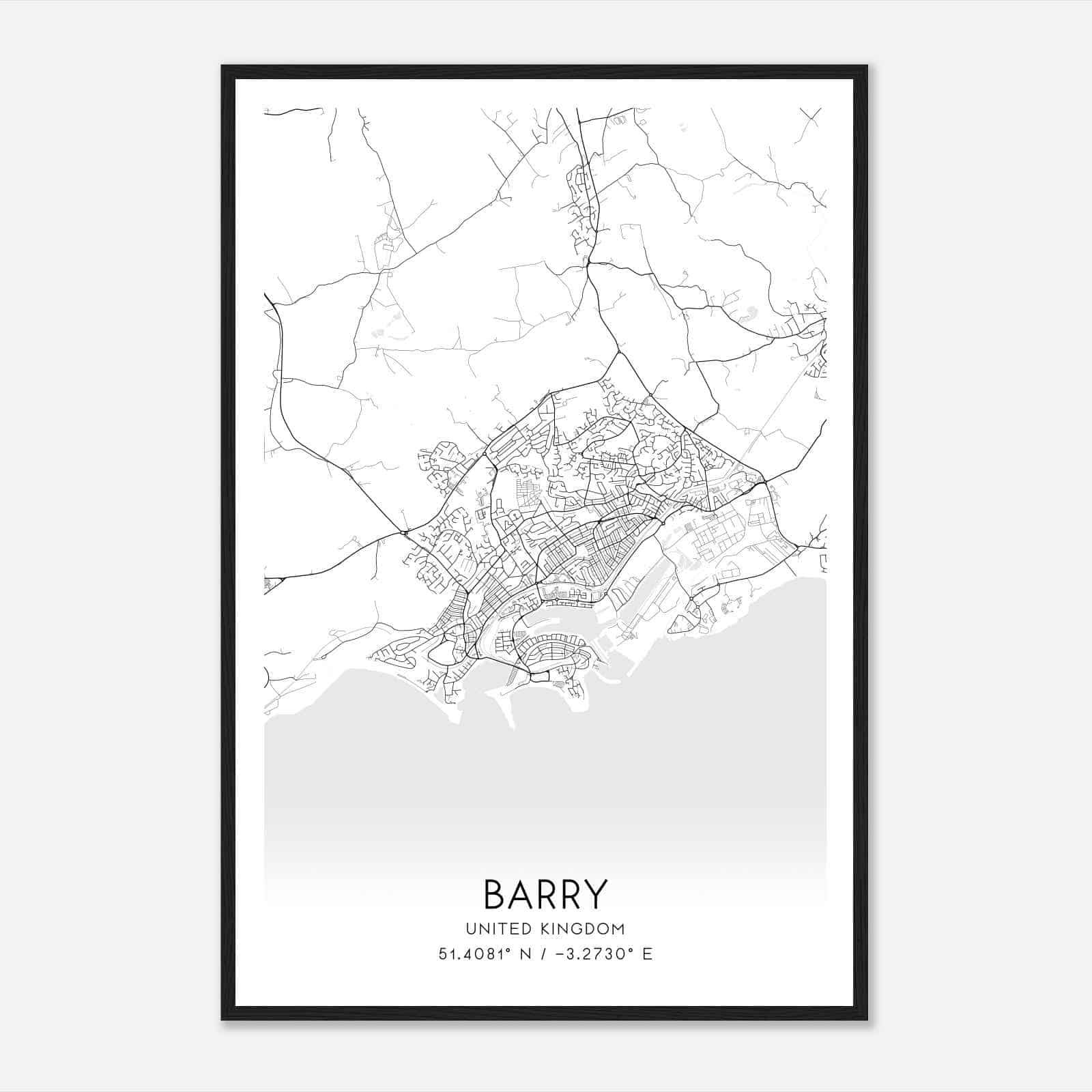 Barri United Kingdom Map Poster, Modern Home Decor Wall Art Print