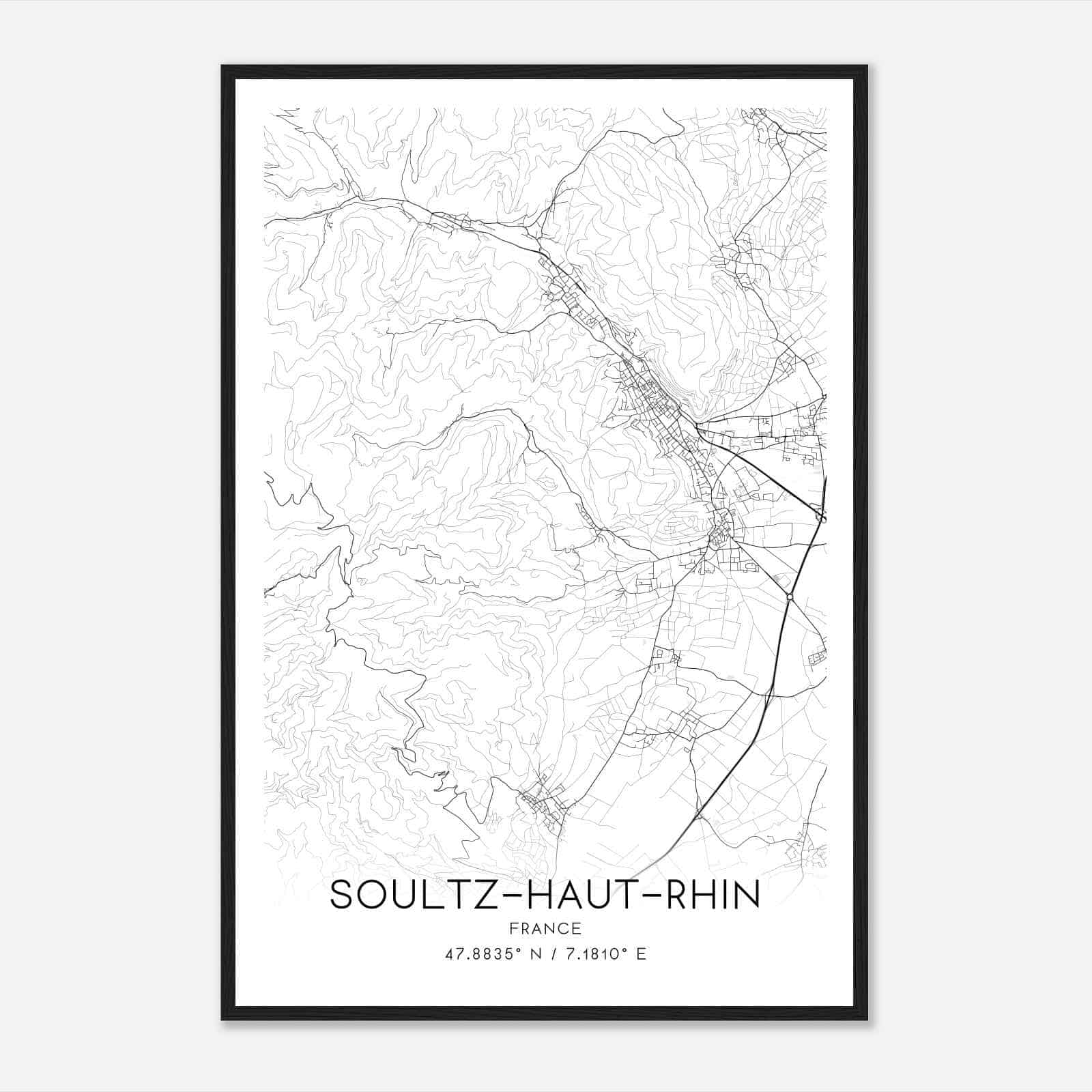 Soultz-Haut-Rhin France Map Poster, Modern Home Decor Wall Art Print