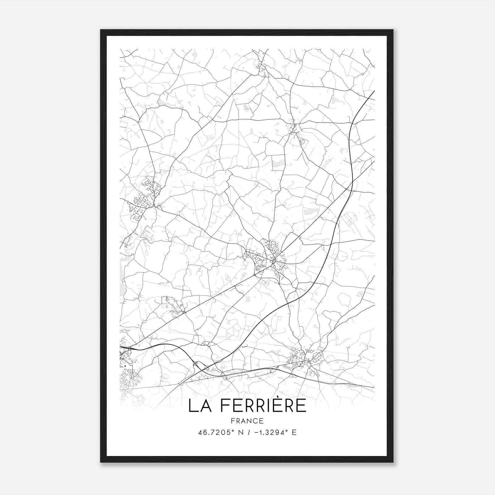 La Ferriere France Map Poster, Modern Home Decor Wall Art Print