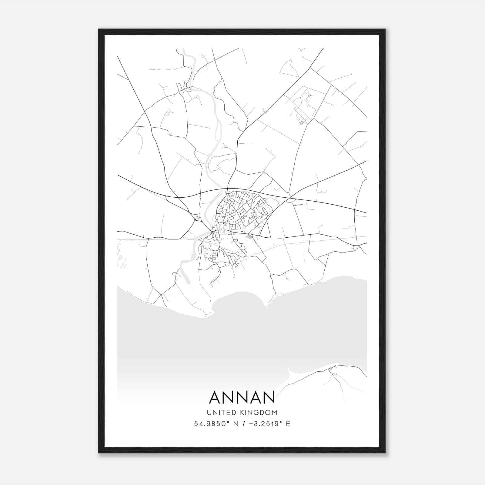Annan United Kingdom Map Poster, Modern Home Decor Wall Art Print