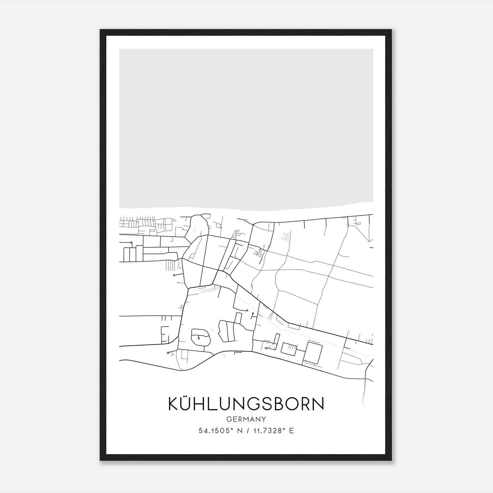 Ostseebad Kuhlungsborn Germany Map Poster, Modern Home Decor Wall Art Print