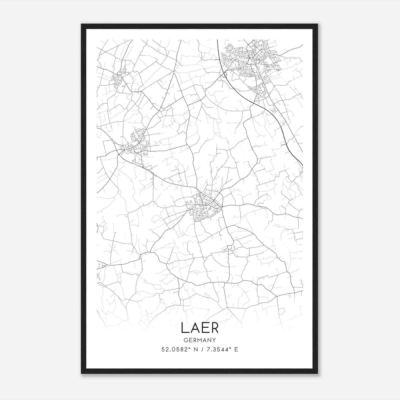 Laer Germany Map Poster, Modern Home Decor Wall Art Print