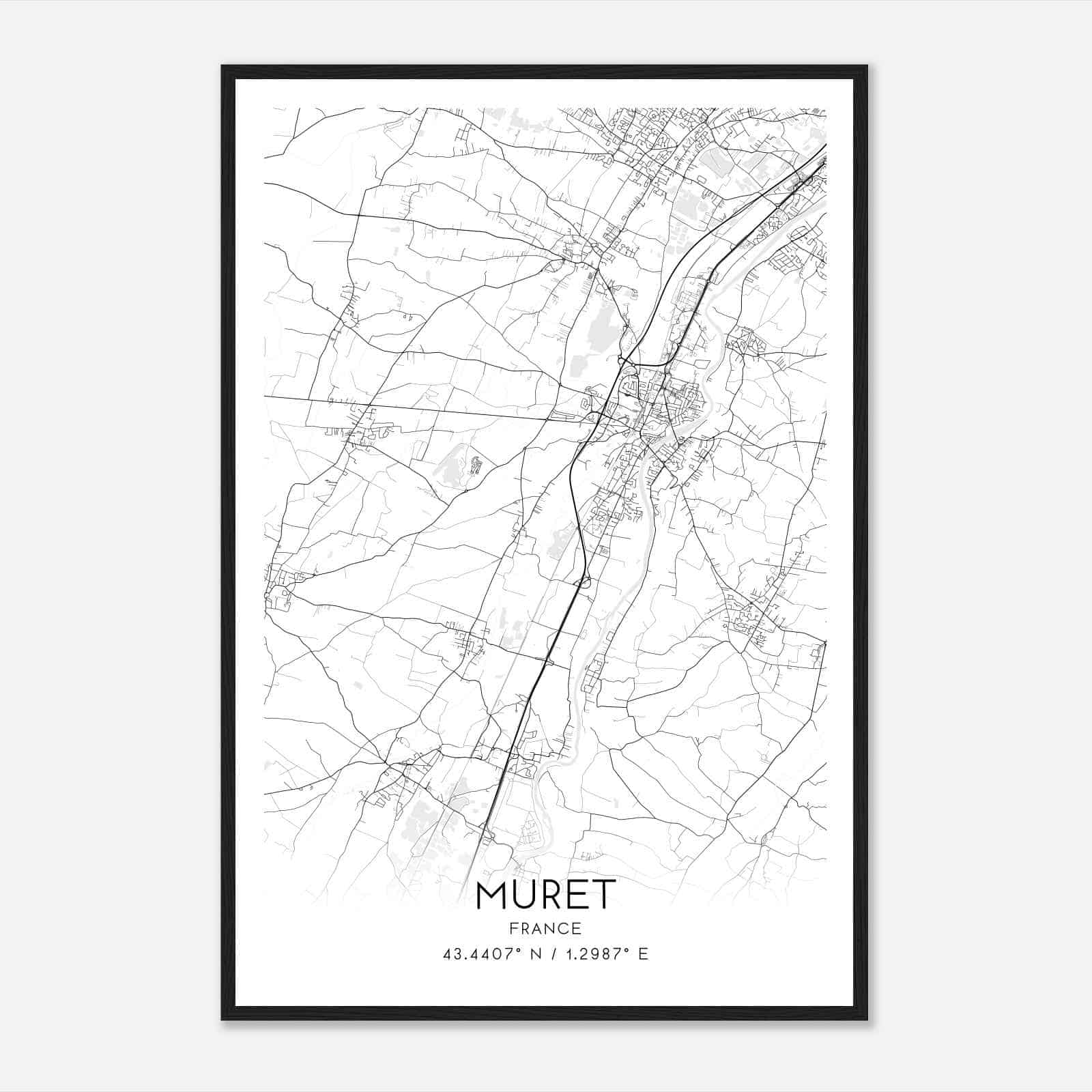 Muret France Map Poster, Modern Home Decor Wall Art Print