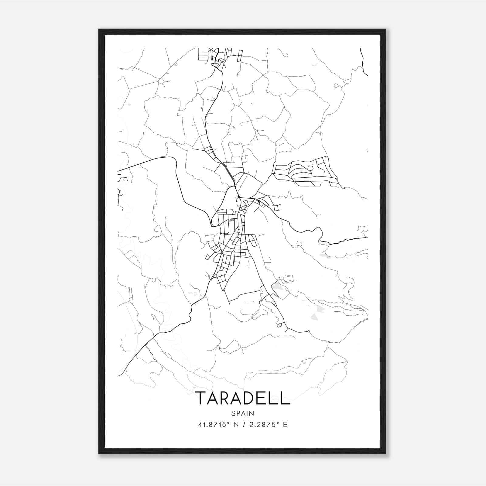 Taradell Spain Map Poster, Modern Home Decor Wall Art Print