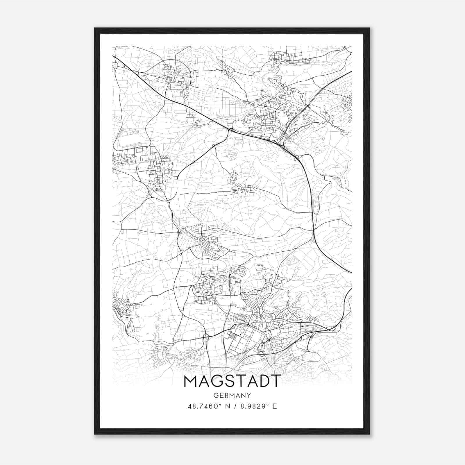 Magstadt Germany Map Poster, Modern Home Decor Wall Art Print