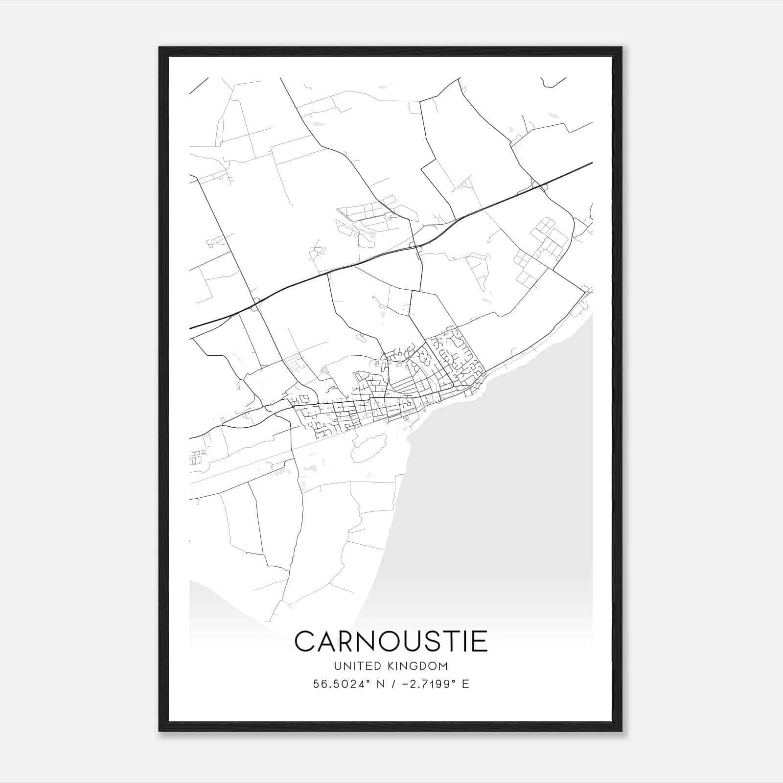 Carnoustie United Kingdom Map Poster, Modern Home Decor Wall Art Print