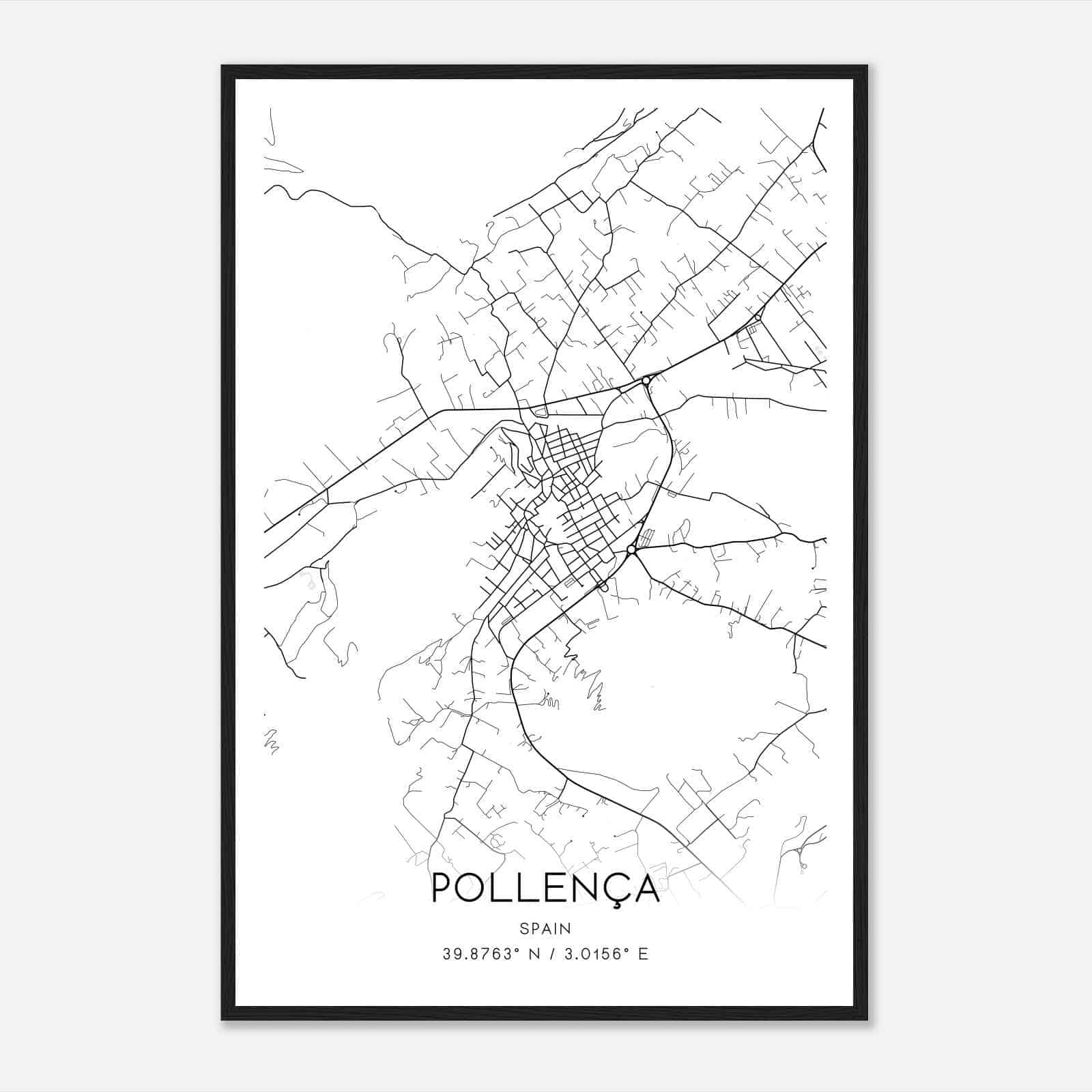 Pollensa Spain Map Poster, Modern Home Decor Wall Art Print