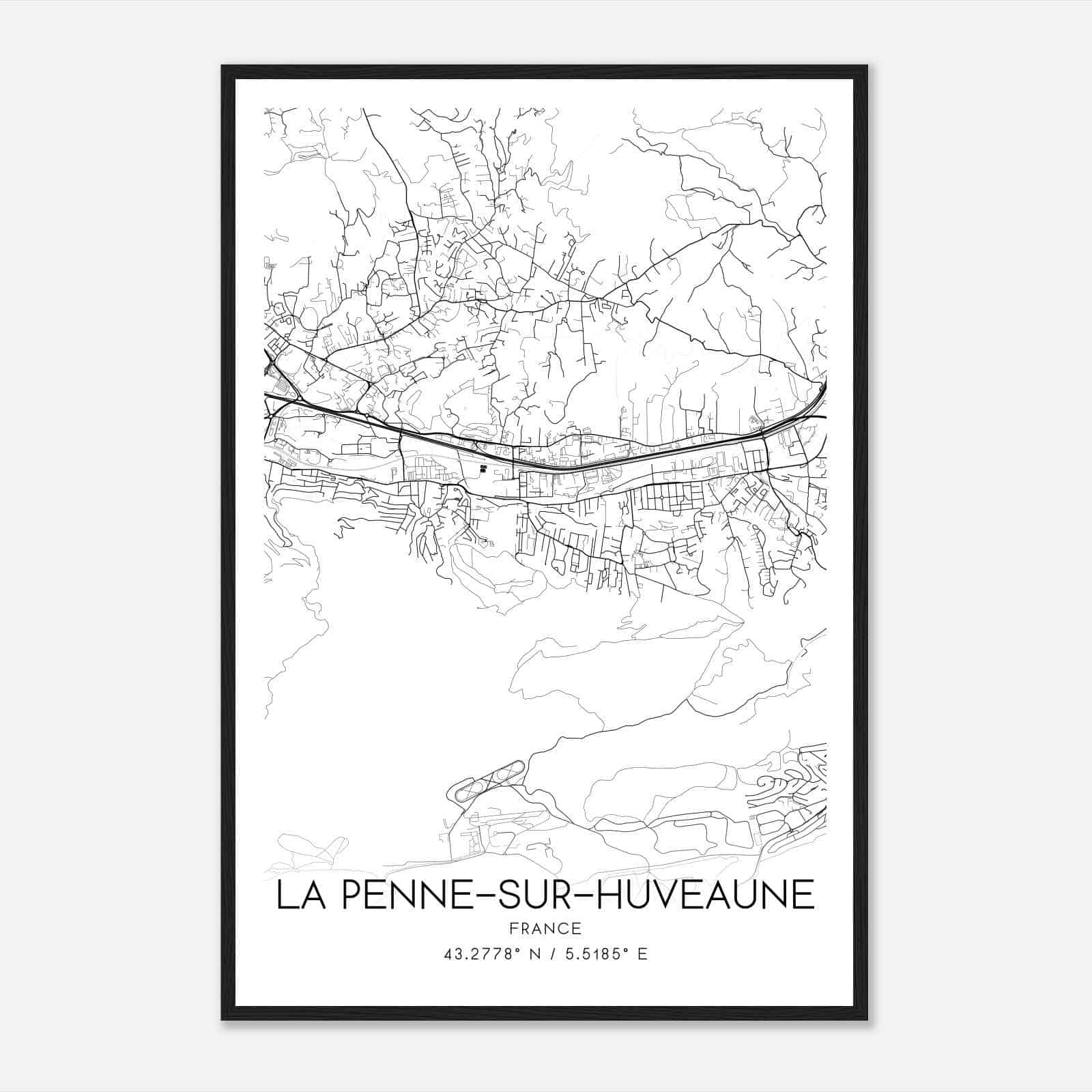 La Penne-sur-Huveaune France Map Poster, Modern Home Decor Wall Art Print