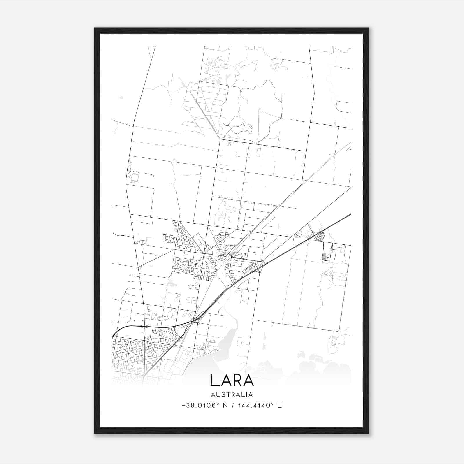 Lara Australia Map Poster, Modern Home Decor Wall Art Print