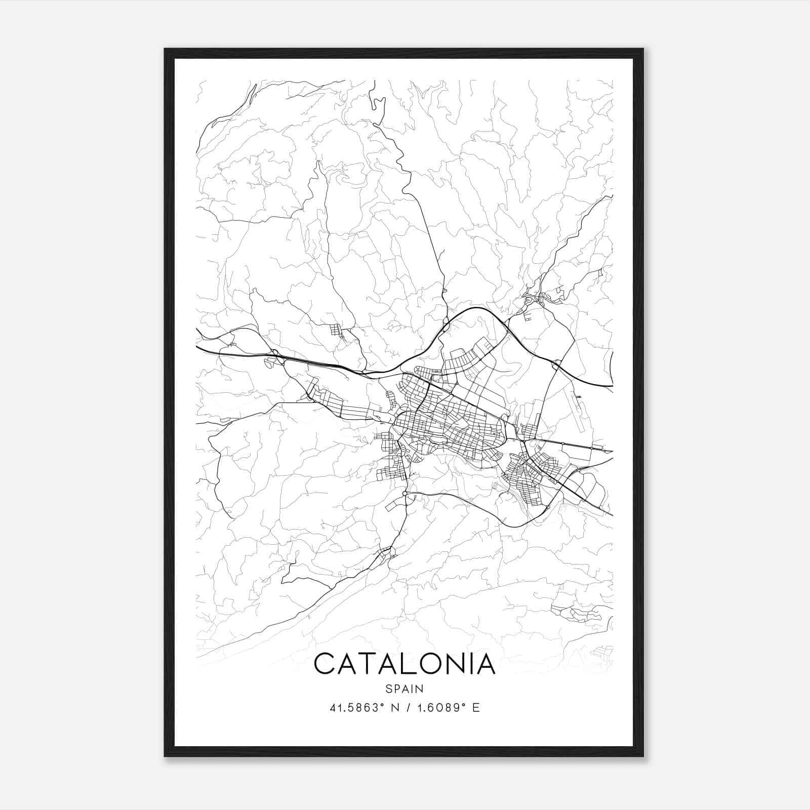 Igualada Spain Map Poster, Modern Home Decor Wall Art Print