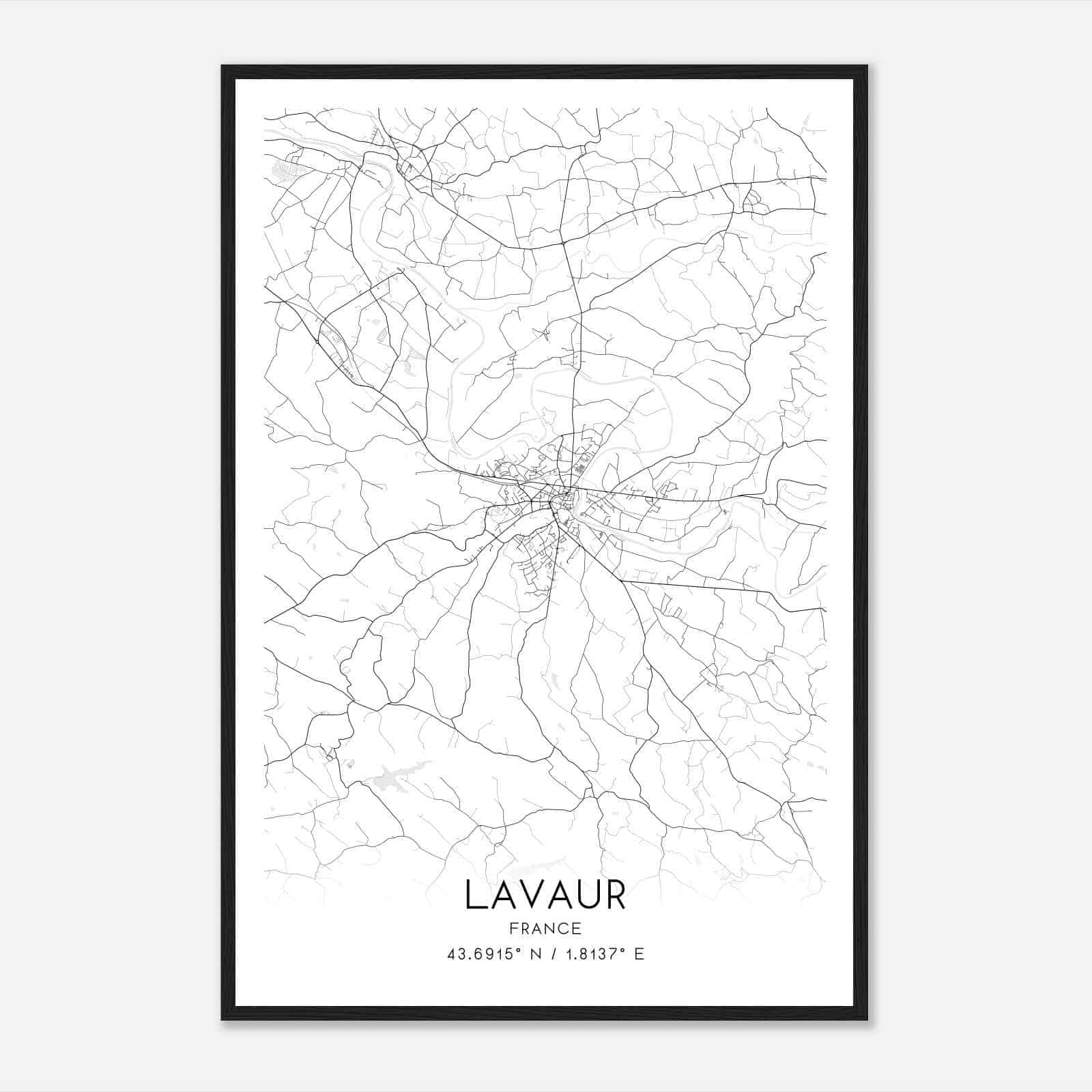 Lavaur France Map Poster, Modern Home Decor Wall Art Print