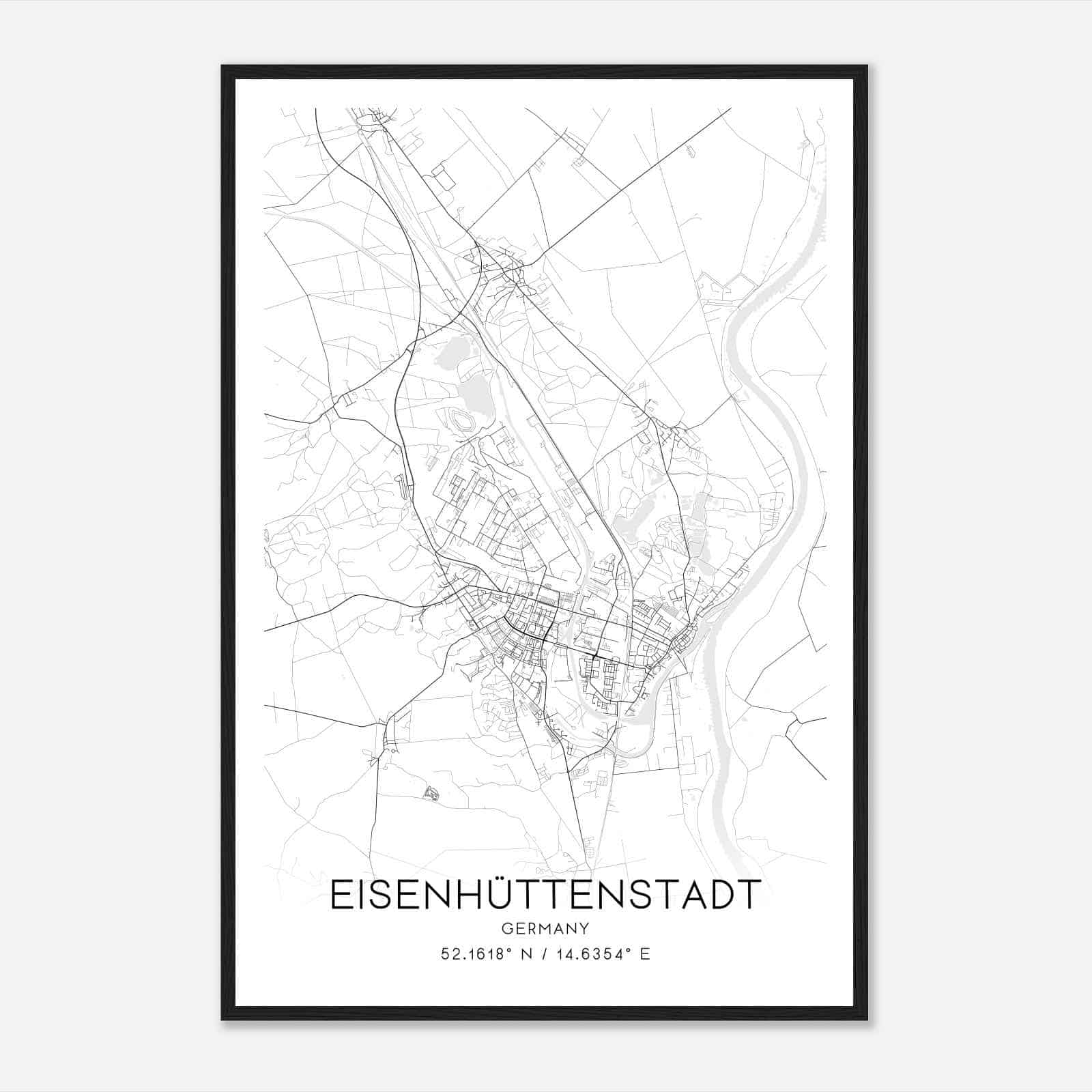 Eisenhuttenstadt Germany Map Poster, Modern Home Decor Wall Art Print