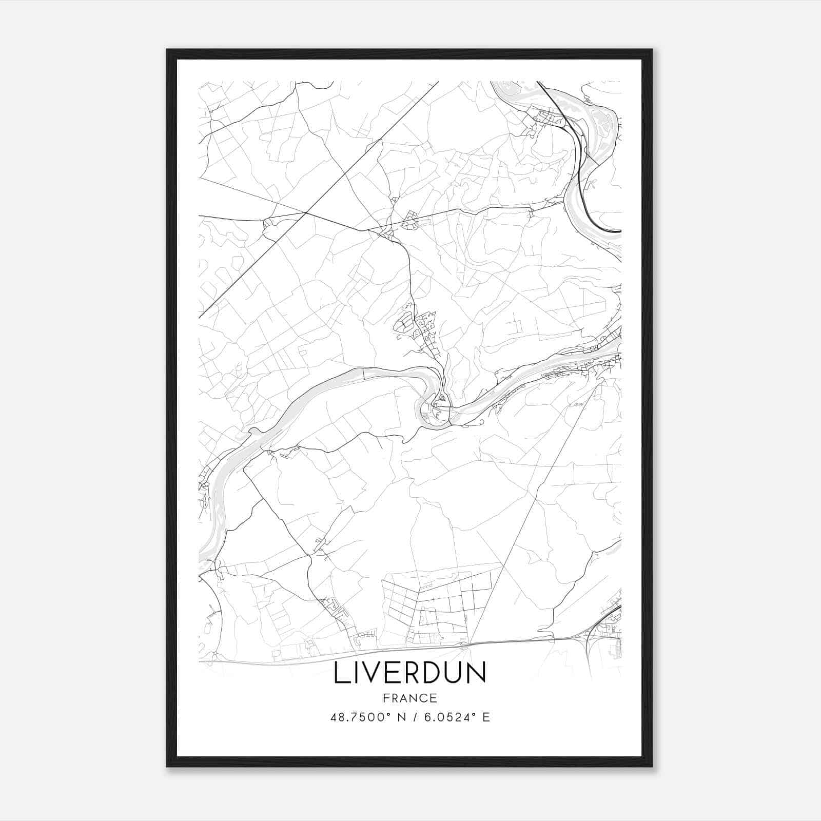 Liverdun France Map Poster, Modern Home Decor Wall Art Print