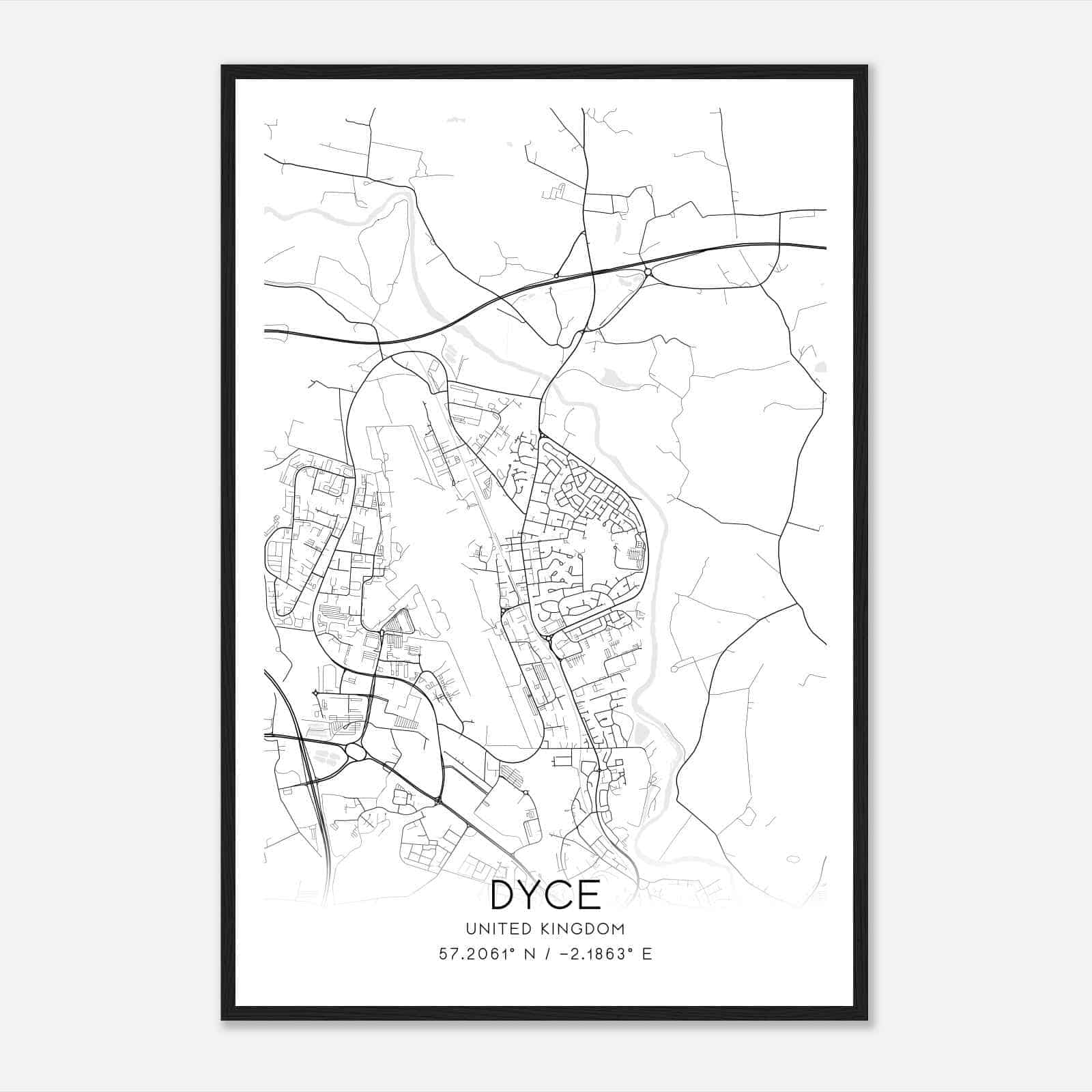 Dyce United Kingdom Map Poster, Modern Home Decor Wall Art Print