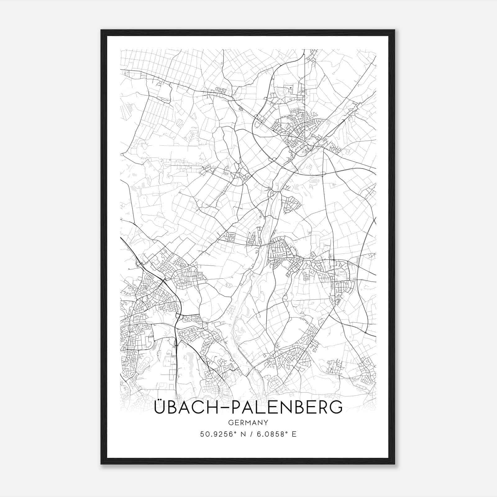 Ubach-Palenberg Germany Map Poster, Modern Home Decor Wall Art Print