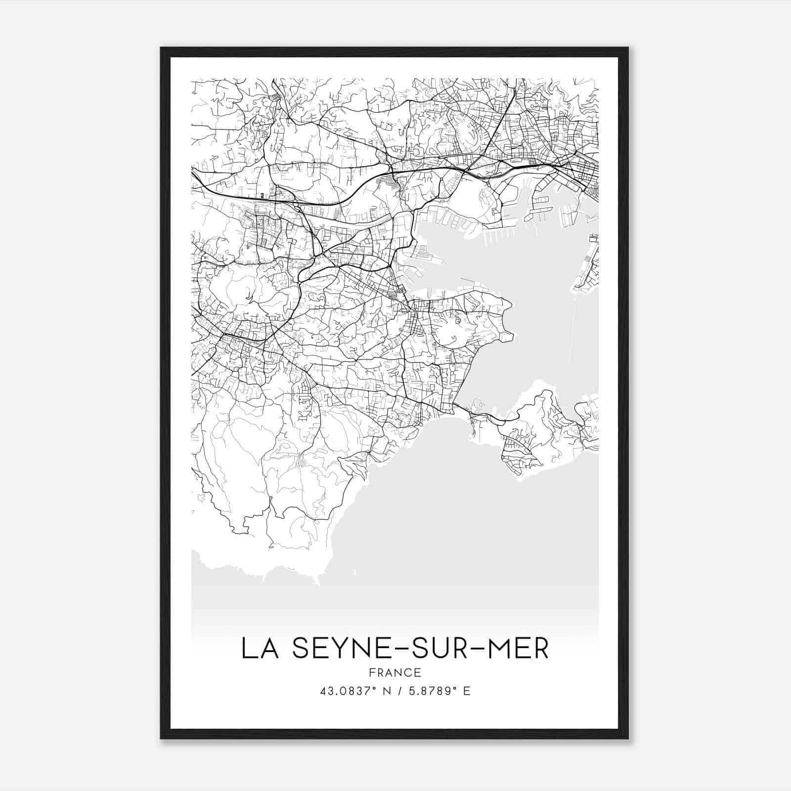 La Seyne-sur-Mer France Map Poster, Modern Home Decor Wall Art Print