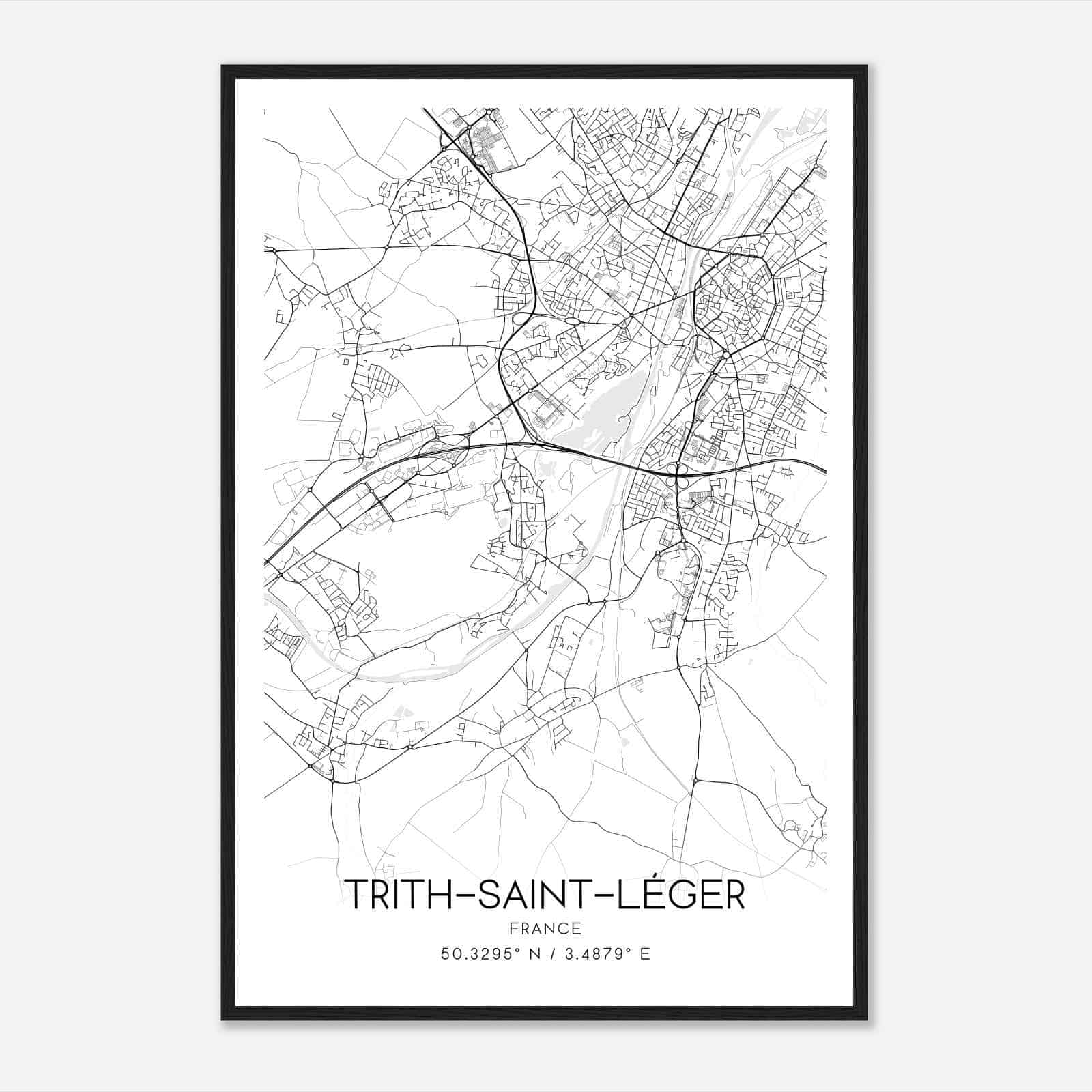 Trith-Saint-Leger France Map Poster, Modern Home Decor Wall Art Print