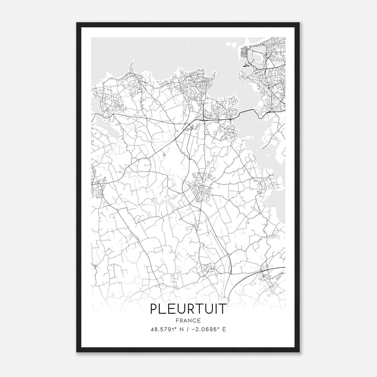 Pleurtuit France Map Poster, Modern Home Decor Wall Art Print