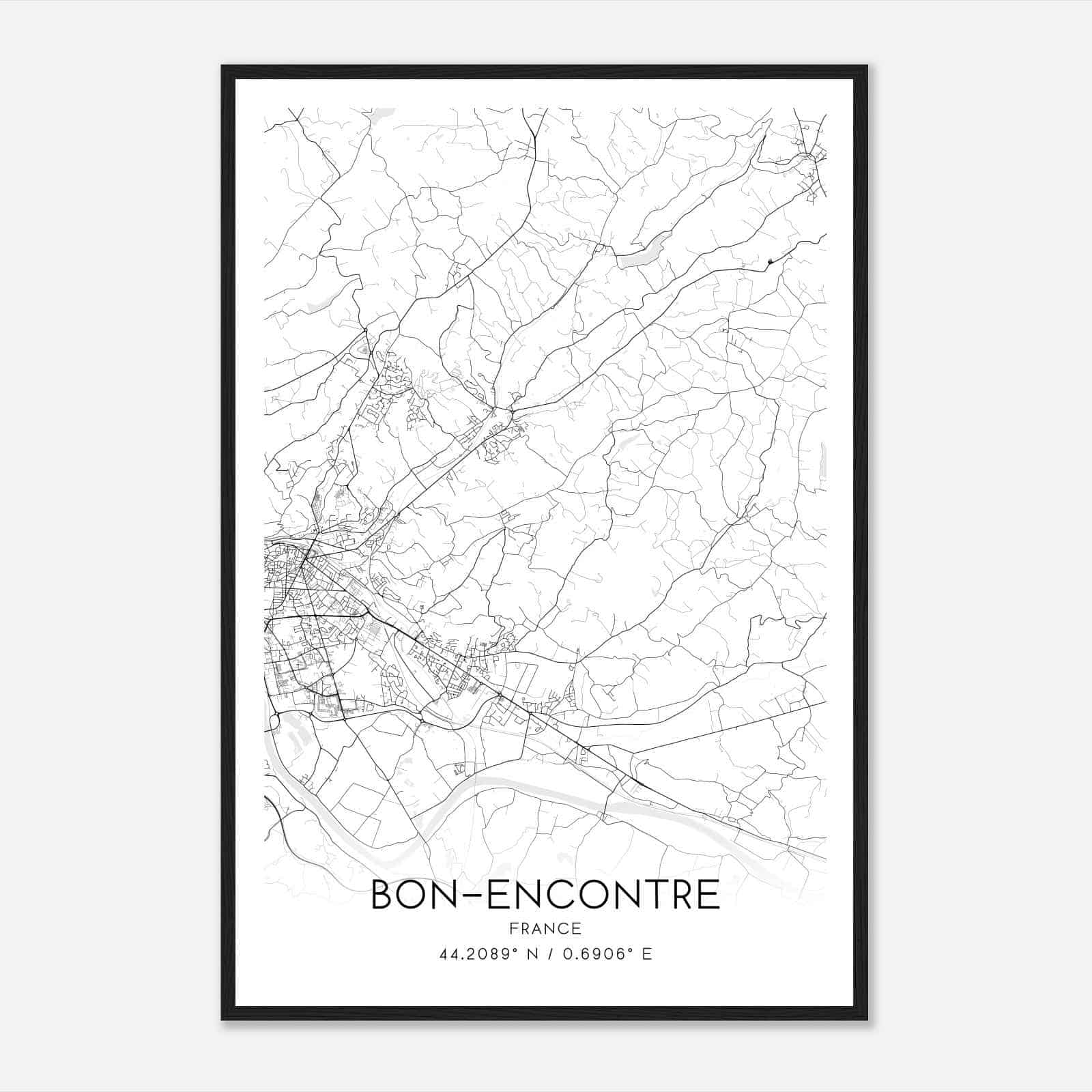 Bon-Encontre France Map Poster, Modern Home Decor Wall Art Print
