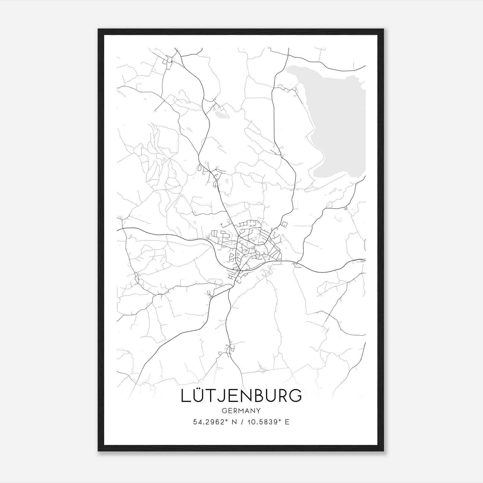 Lutjenburg Germany Map Poster, Modern Home Decor Wall Art Print