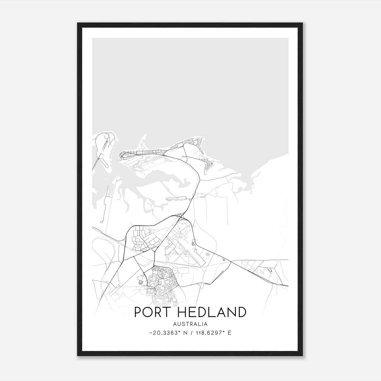 Port Hedland Australia Map Poster, Modern Home Decor Wall Art Print