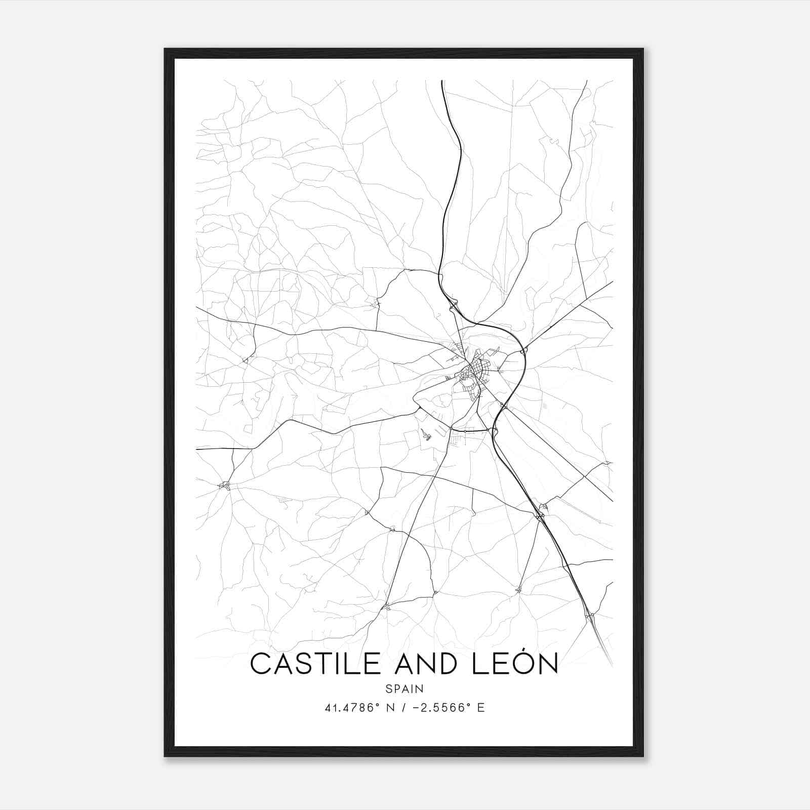 Almazan Spain Map Poster, Modern Home Decor Wall Art Print