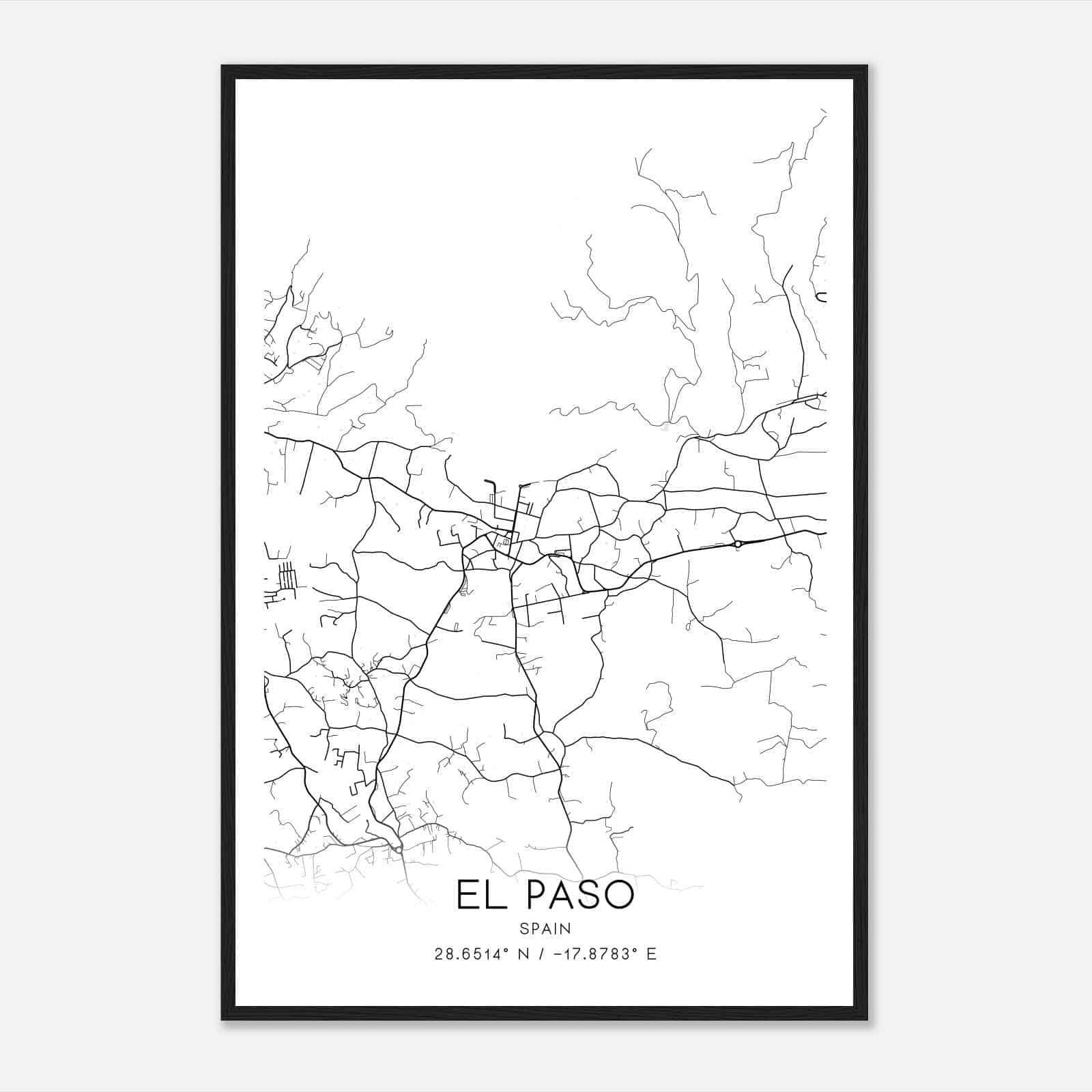 El Paso Spain Map Poster, Modern Home Decor Wall Art Print