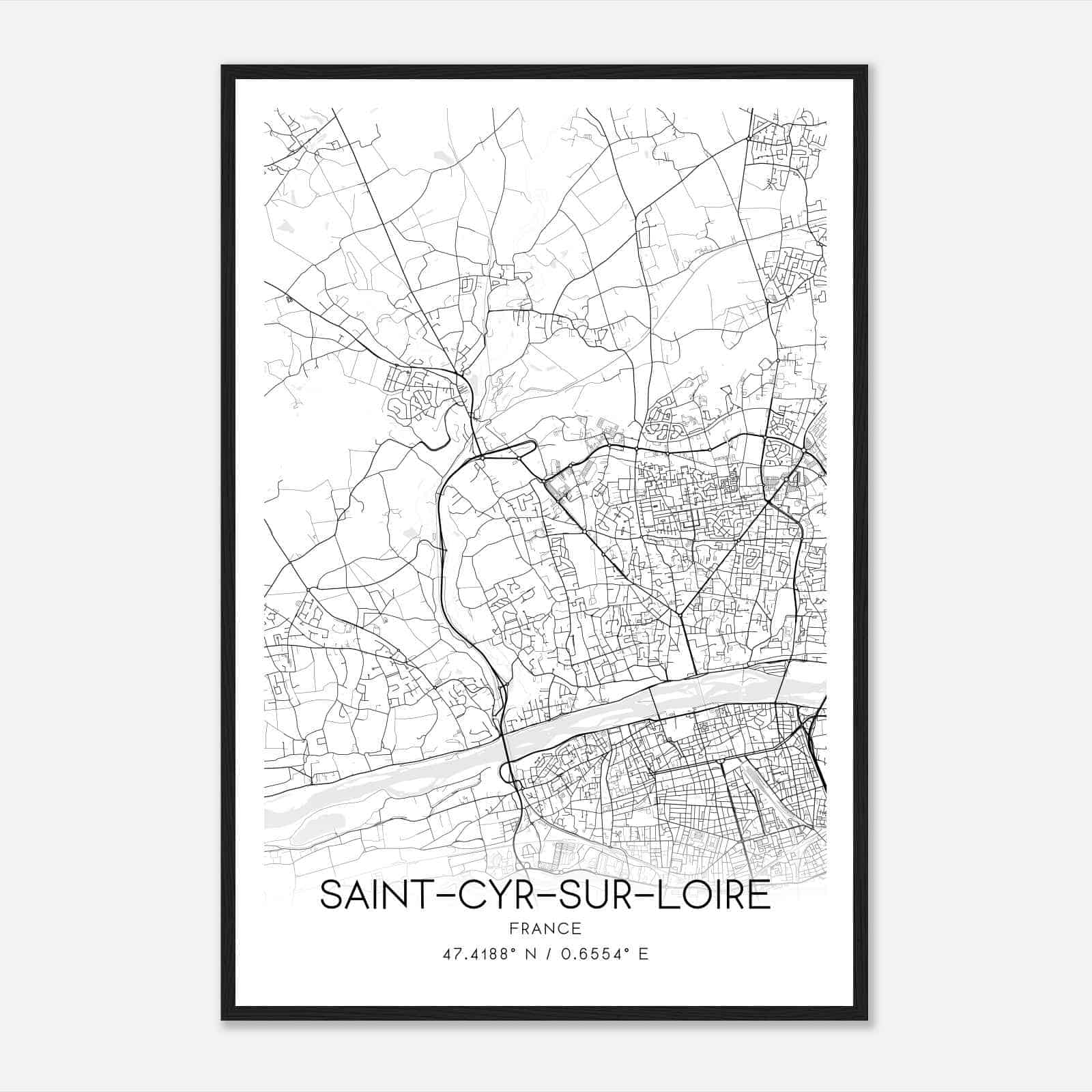 Saint-Cyr-sur-Loire France Map Poster, Modern Home Decor Wall Art Print