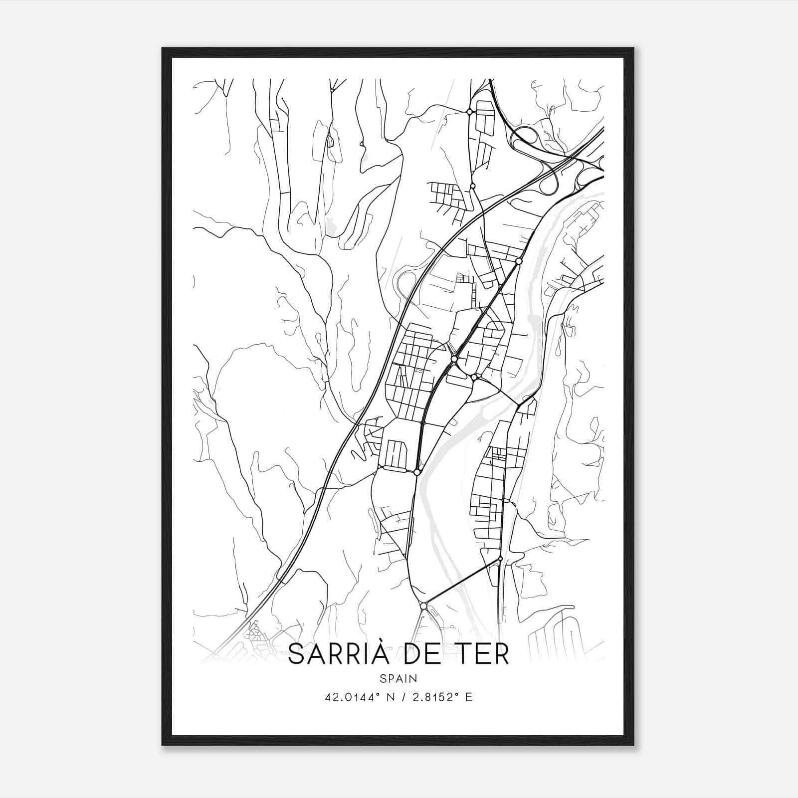 Sarria de Ter Spain Map Poster, Modern Home Decor Wall Art Print