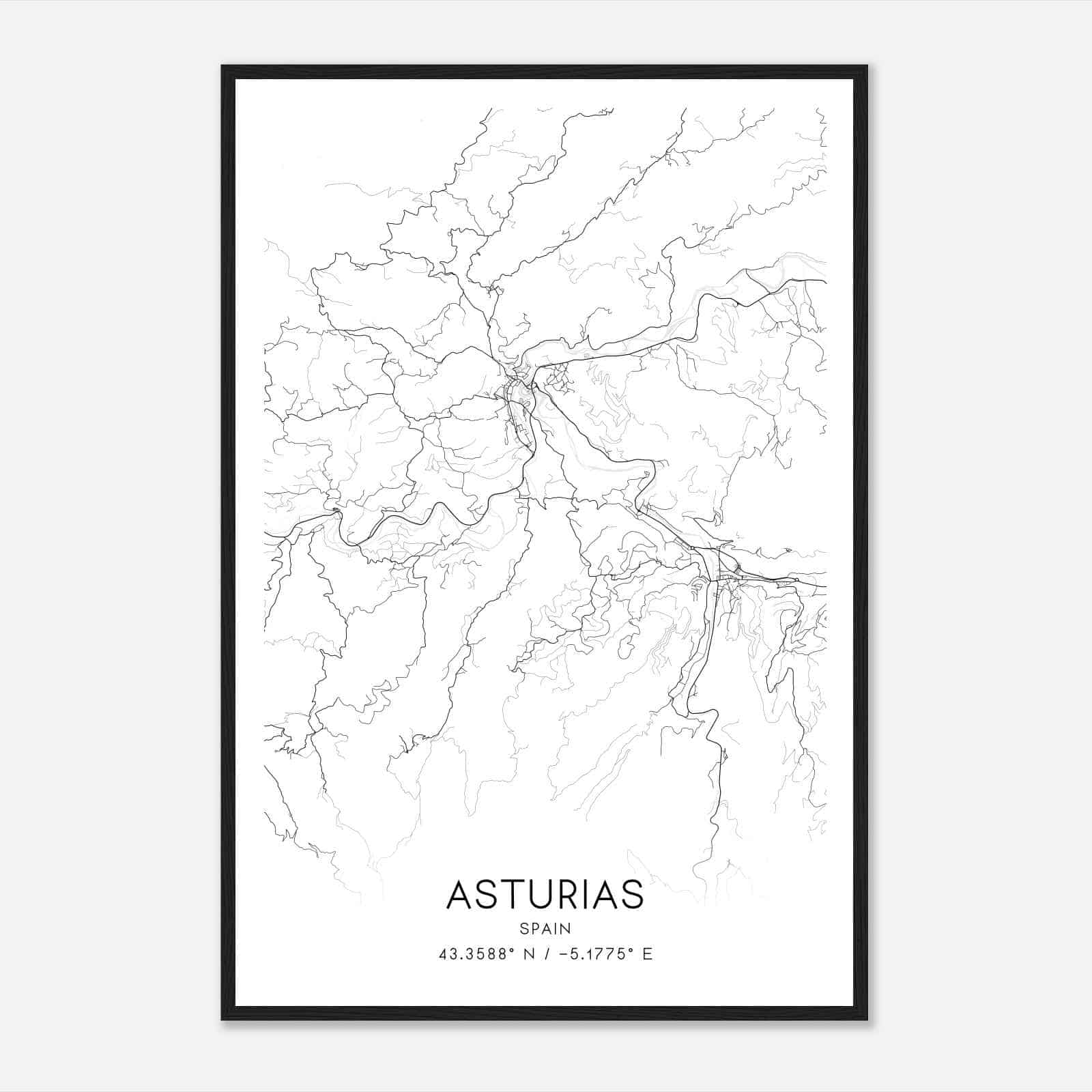 Parres Spain Map Poster, Modern Home Decor Wall Art Print