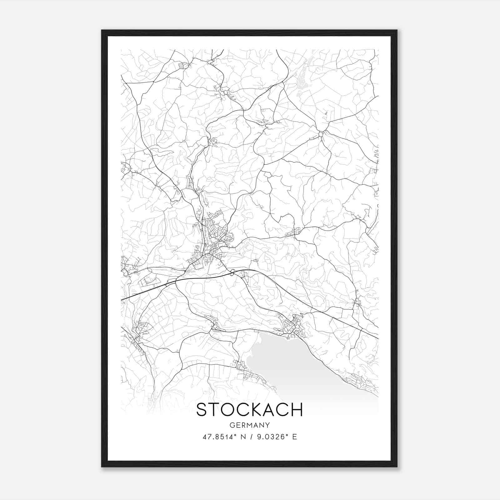 Stockach Germany Map Poster, Modern Home Decor Wall Art Print