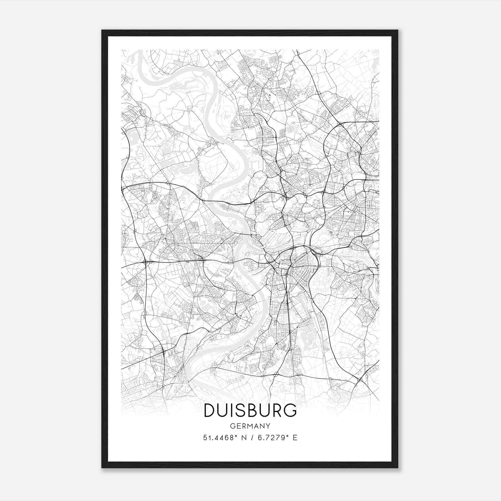 Duisburg Germany Map Poster, Modern Home Decor Wall Art Print