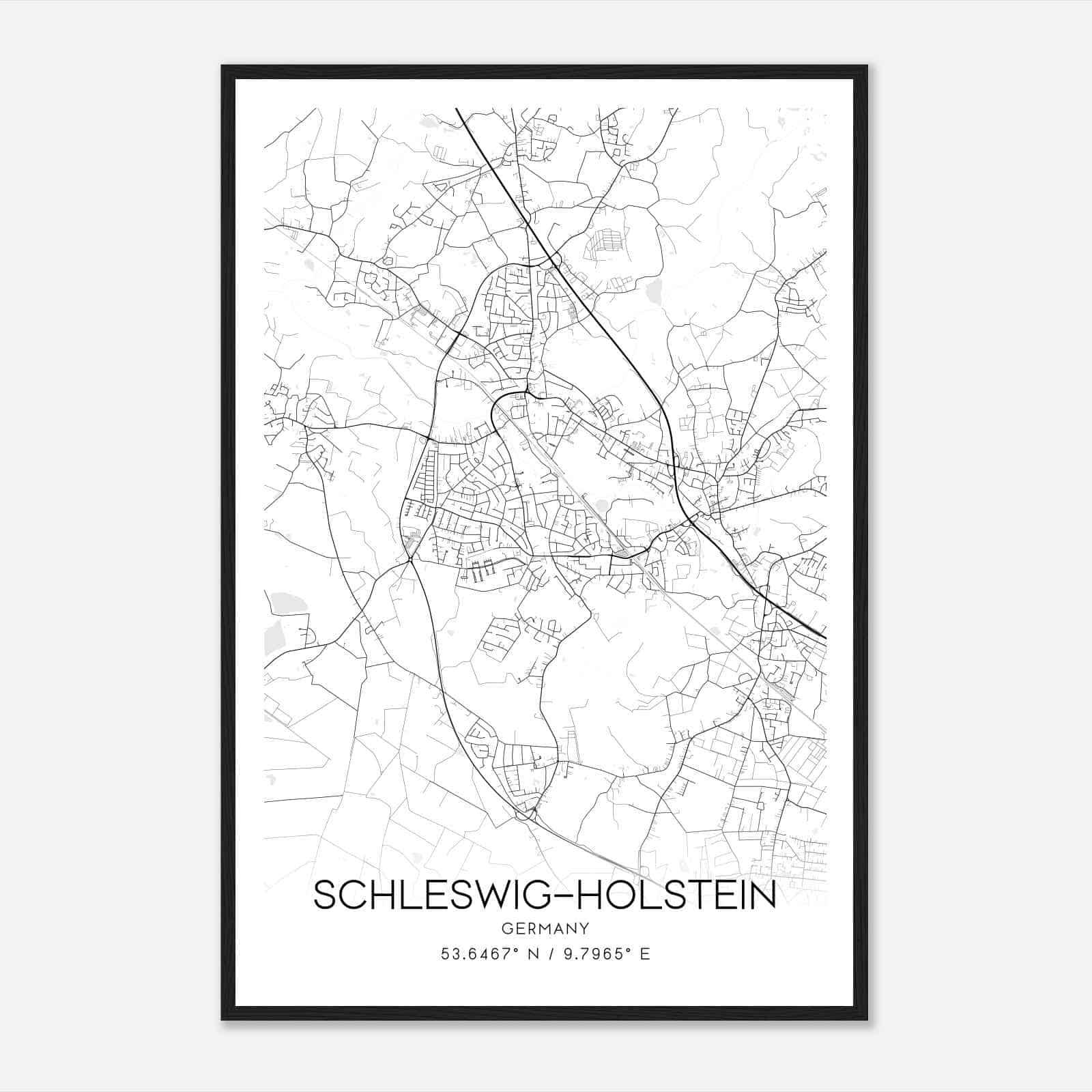 Pinneberg Germany Map Poster, Modern Home Decor Wall Art Print