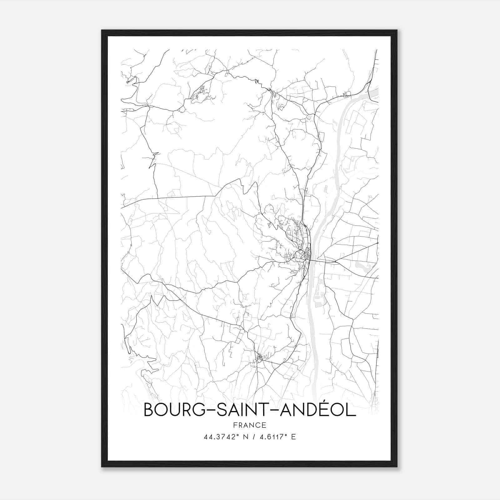 Bourg-Saint-Andeol France Map Poster, Modern Home Decor Wall Art Print
