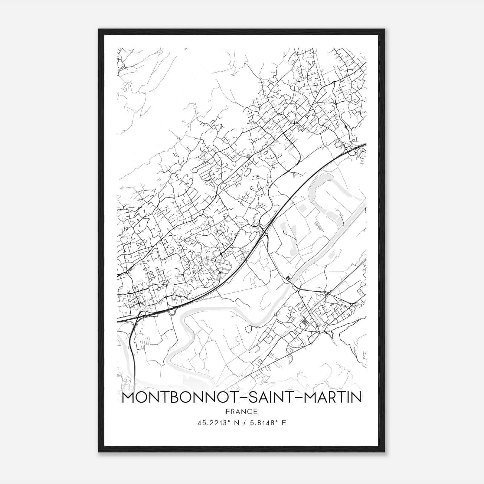 Montbonnot-Saint-Martin France Map Poster, Modern Home Decor Wall Art Print