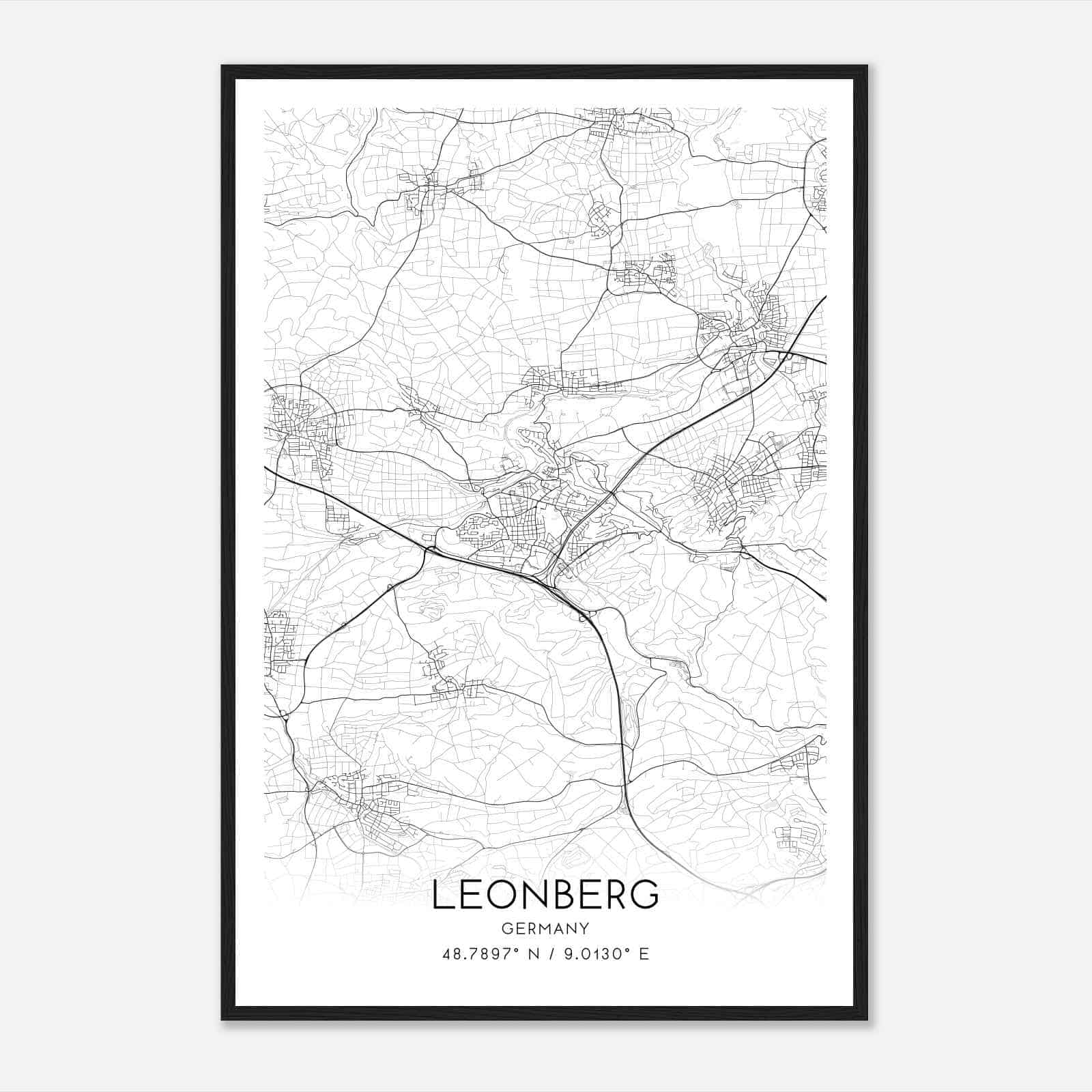 Leonberg Germany Map Poster, Modern Home Decor Wall Art Print