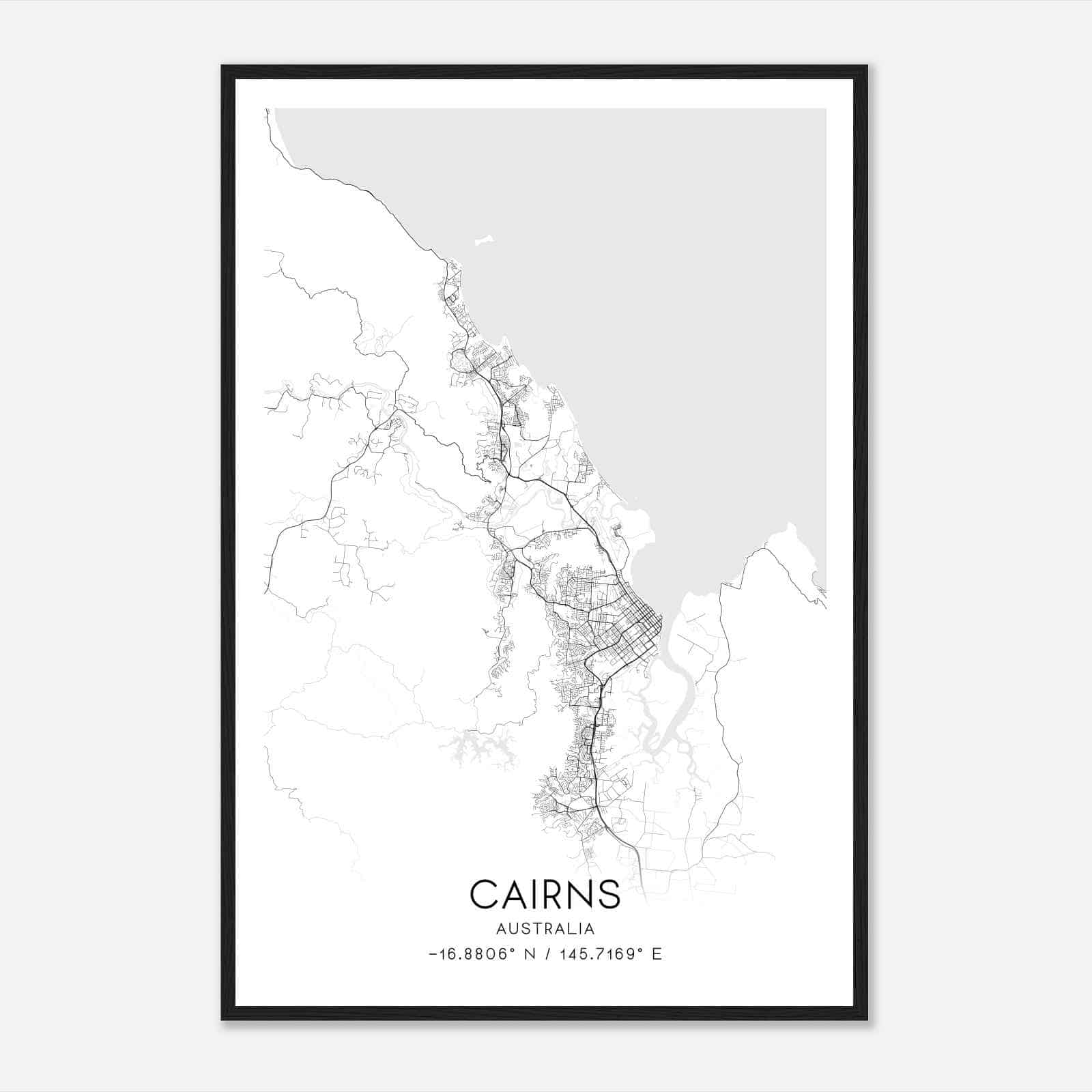 Cairns Australia Map Poster, Modern Home Decor Wall Art Print