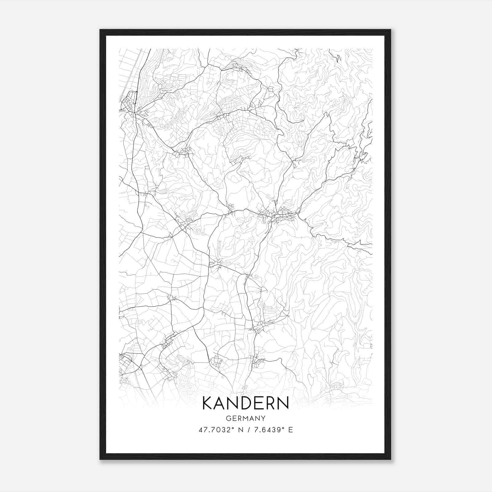Kandern Germany Map Poster, Modern Home Decor Wall Art Print