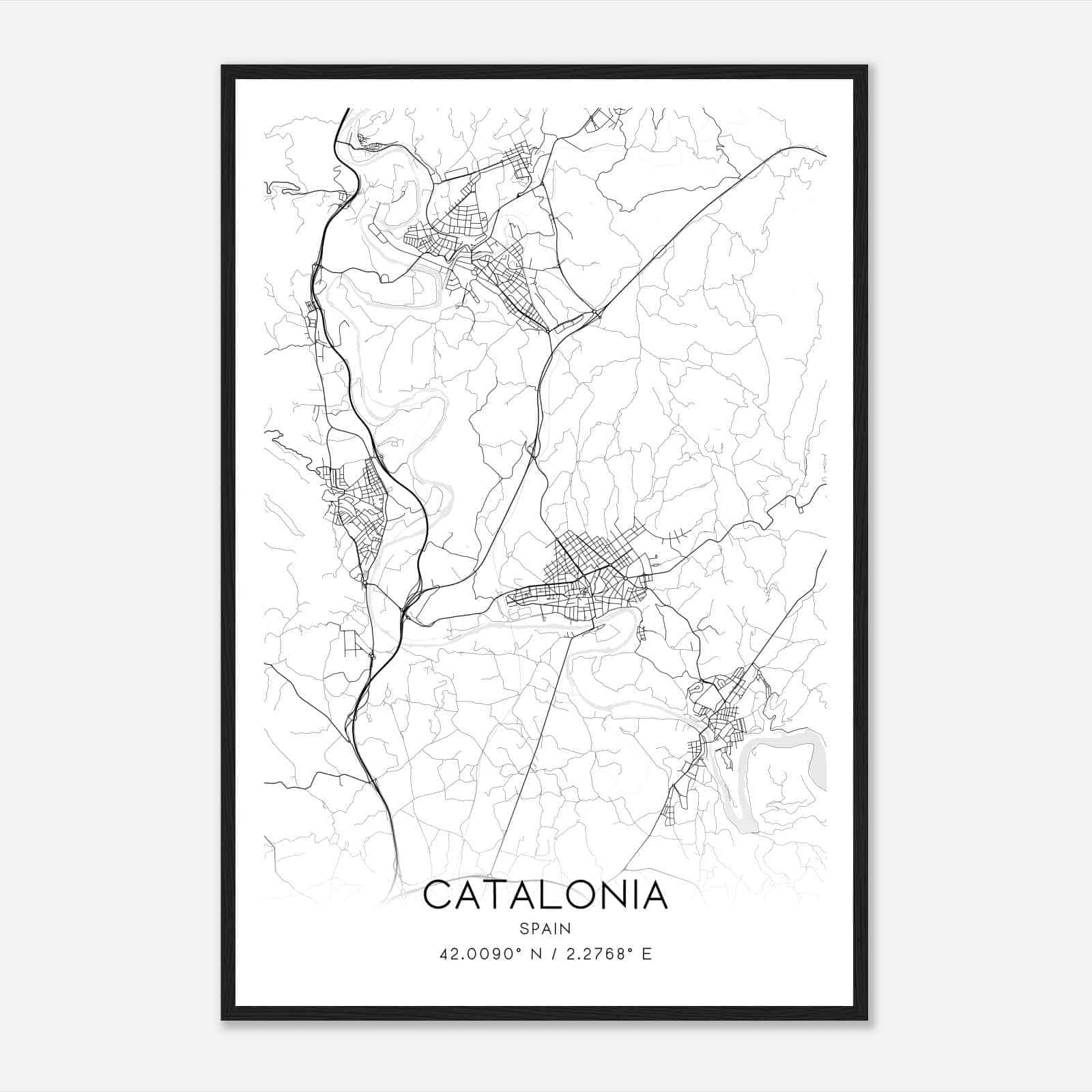 Manlleu Spain Map Poster, Modern Home Decor Wall Art Print