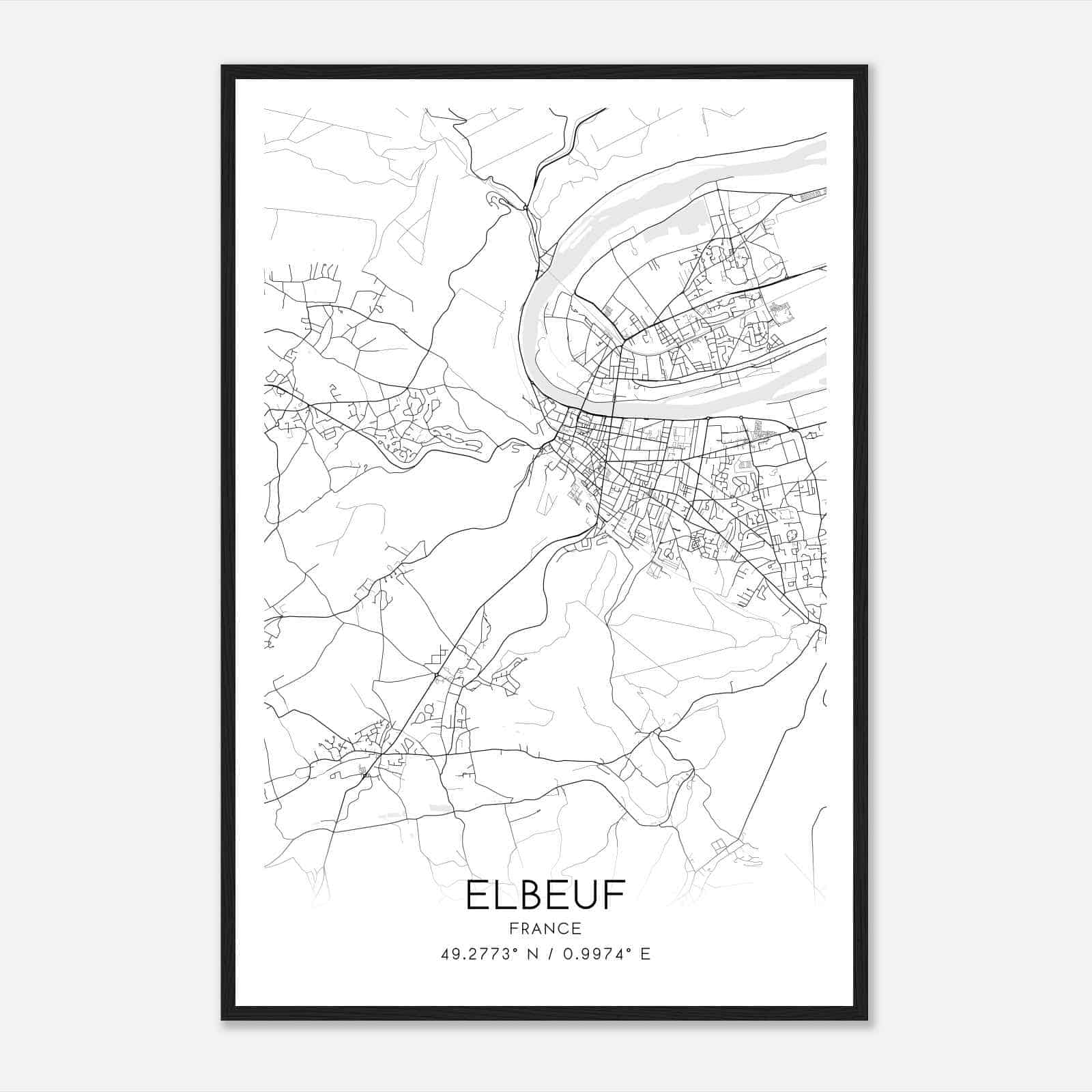 Elbeuf France Map Poster, Modern Home Decor Wall Art Print