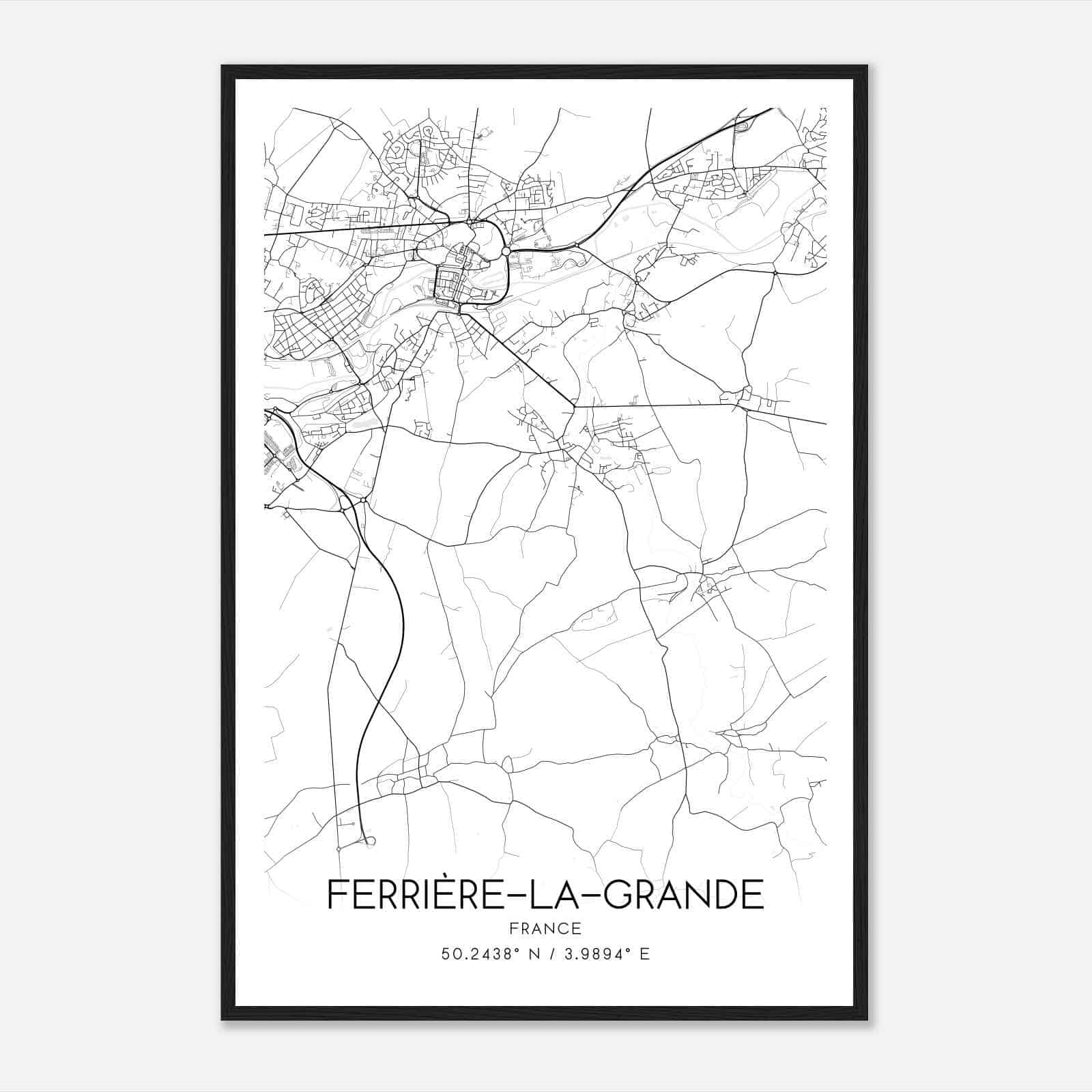 Ferriere-la-Grande France Map Poster, Modern Home Decor Wall Art Print