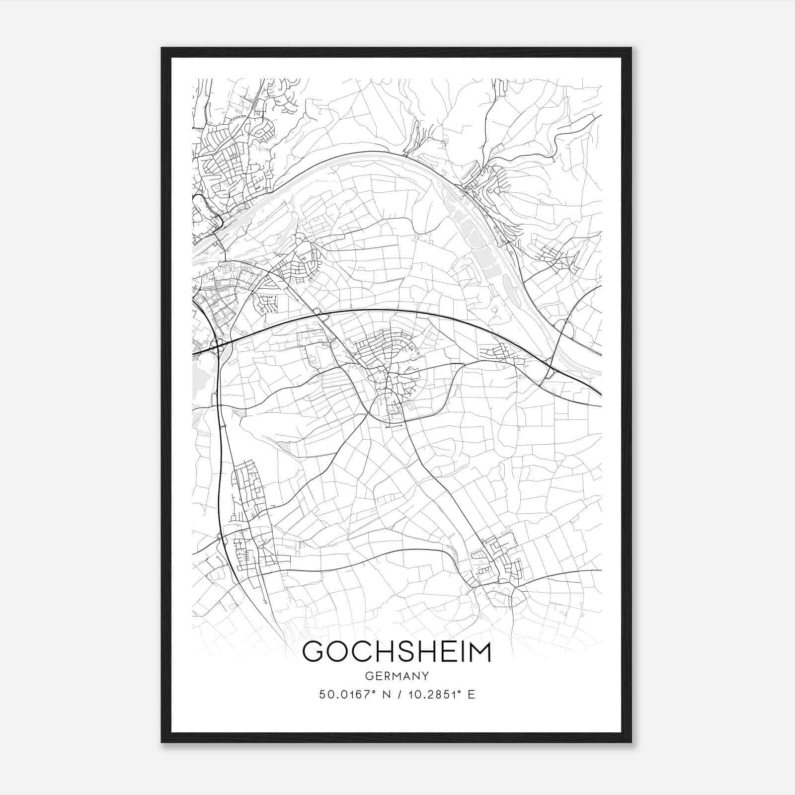 Gochsheim Germany Map Poster, Modern Home Decor Wall Art Print