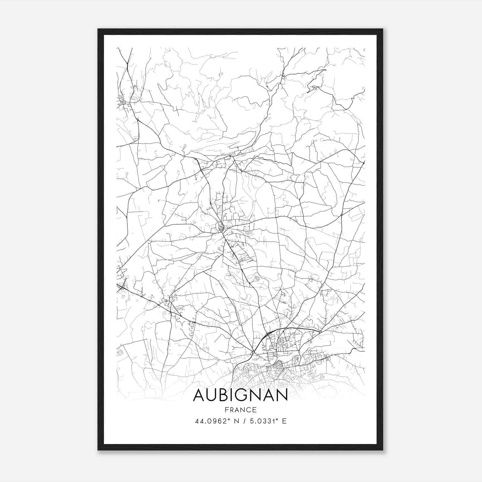 Aubignan France Map Poster, Modern Home Decor Wall Art Print